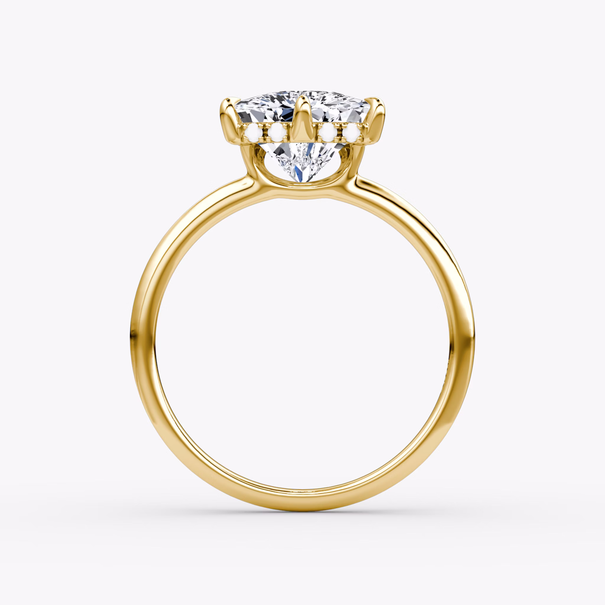 The Signature 6 Prong | Trillion | 18k | Yellow Gold | bandAccent: Plain | bandWidth: standard | hiddenHalo: yes | diamondOrientation: vertical | caratWeight: other