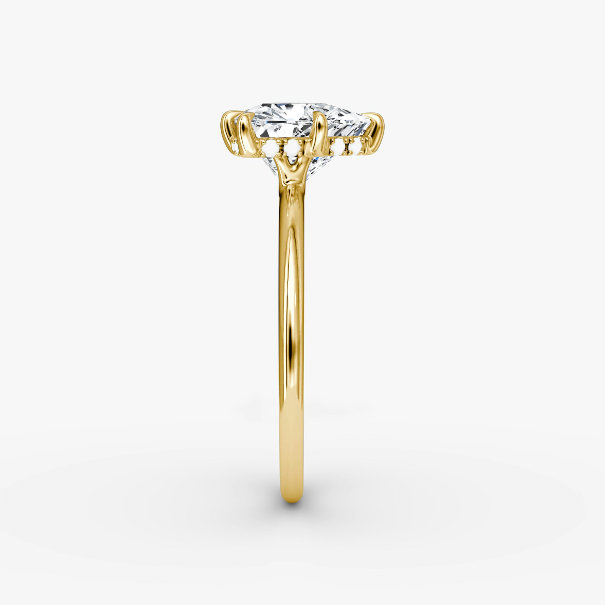 The Signature 6 Prong | Trillion | 18k | Yellow Gold | bandAccent: Plain | bandWidth: standard | hiddenHalo: yes | diamondOrientation: vertical | caratWeight: other