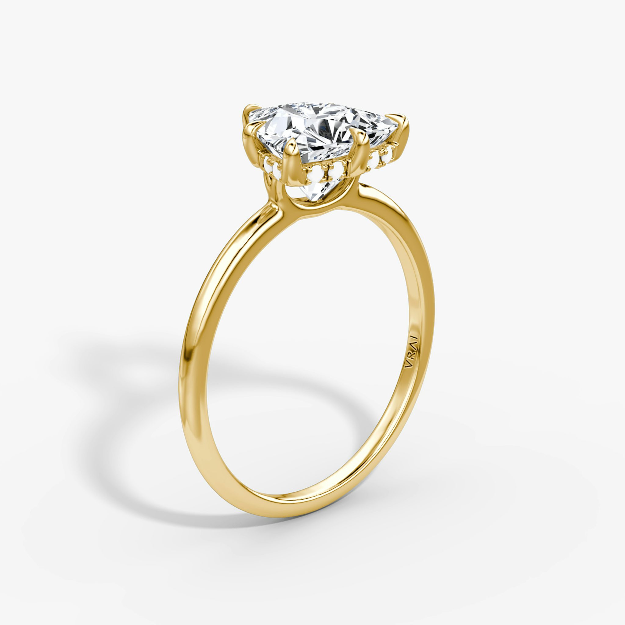 The Signature 6 Prong | Trillion | 18k | Yellow Gold | bandAccent: Plain | bandWidth: standard | hiddenHalo: yes | diamondOrientation: vertical | caratWeight: other