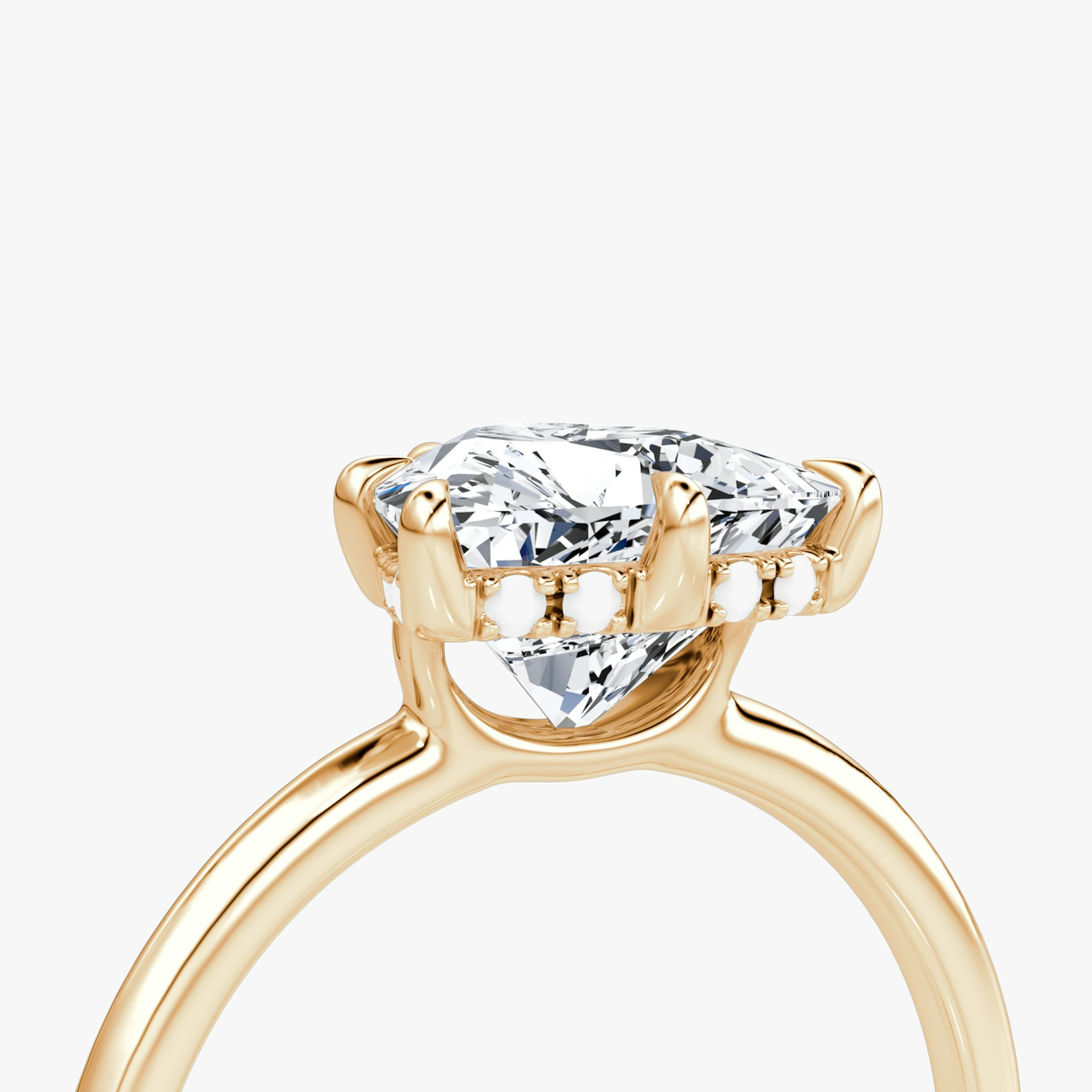 The Signature 6 Prong | Trillion | 14k | Rose Gold | bandAccent: Plain | bandWidth: standard | hiddenHalo: yes | diamondOrientation: vertical | caratWeight: other