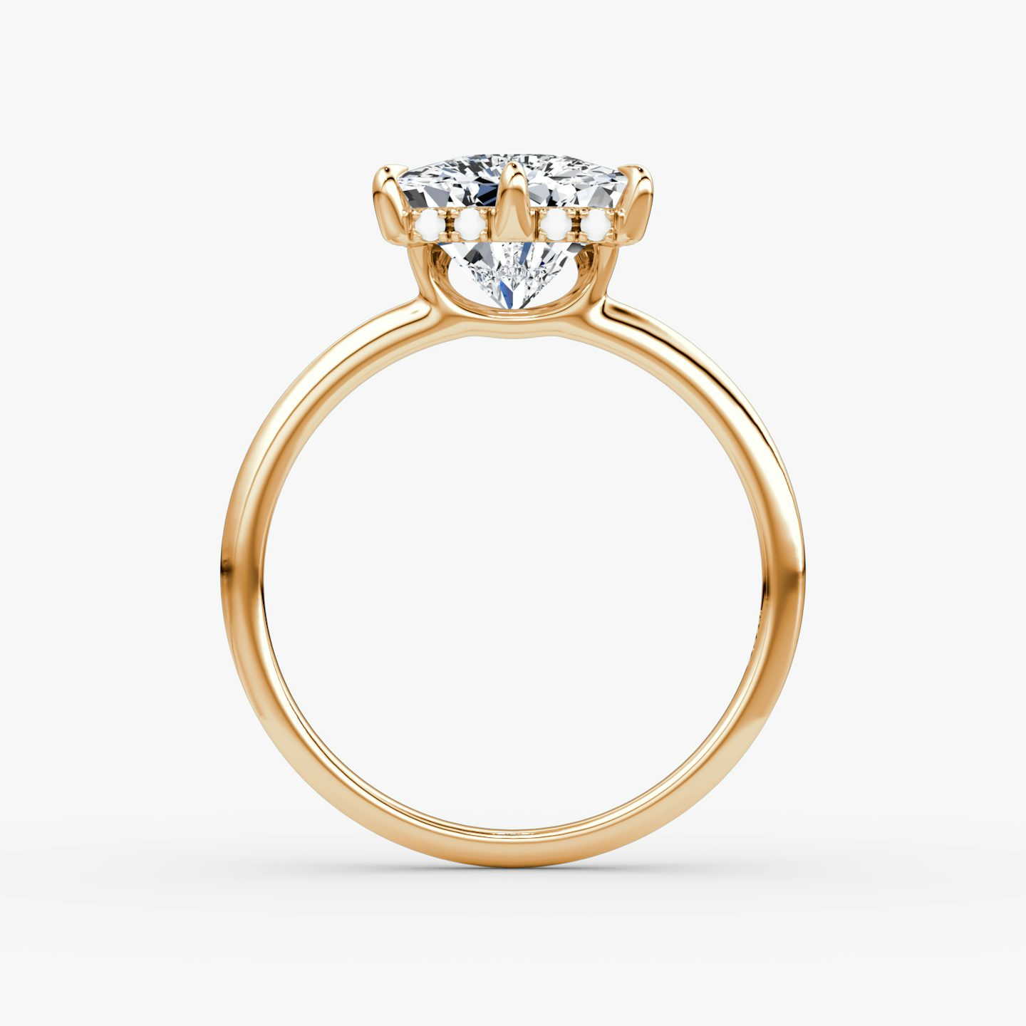 The Signature 6 Prong | Trillion | 14k | Rose Gold | bandAccent: Plain | bandWidth: standard | hiddenHalo: yes | diamondOrientation: vertical | caratWeight: other