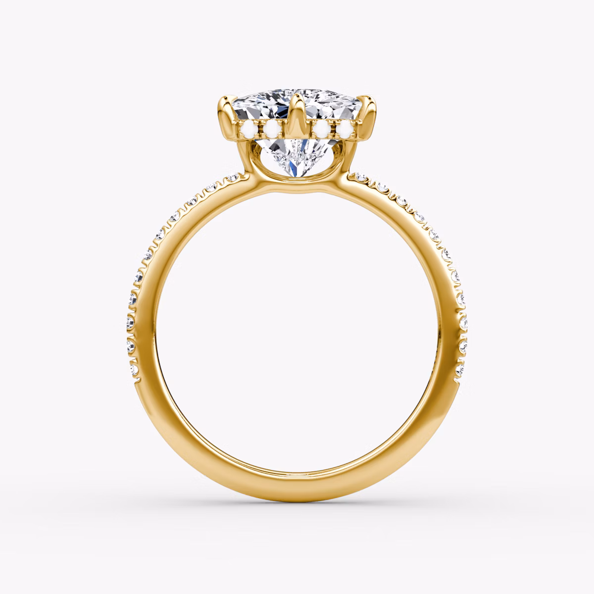 The Signature 6 Prong | Trillion | 18k | Yellow Gold | bandAccent: Pavé | bandWidth: standard | hiddenHalo: yes | diamondOrientation: vertical | caratWeight: other