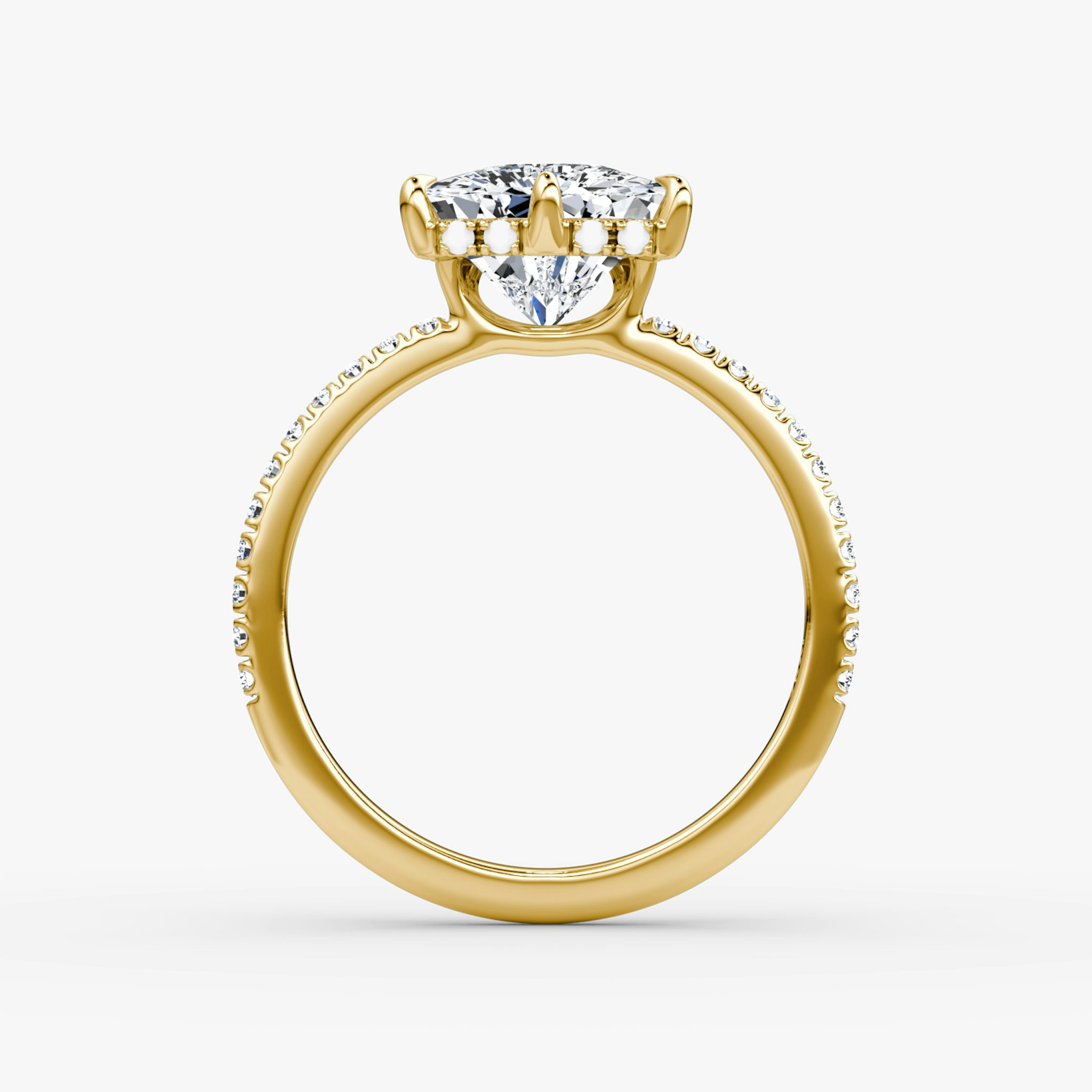 The Signature 6 Prong | Trillion | 18k | Yellow Gold | bandAccent: Pavé | bandWidth: standard | hiddenHalo: yes | diamondOrientation: vertical | caratWeight: other