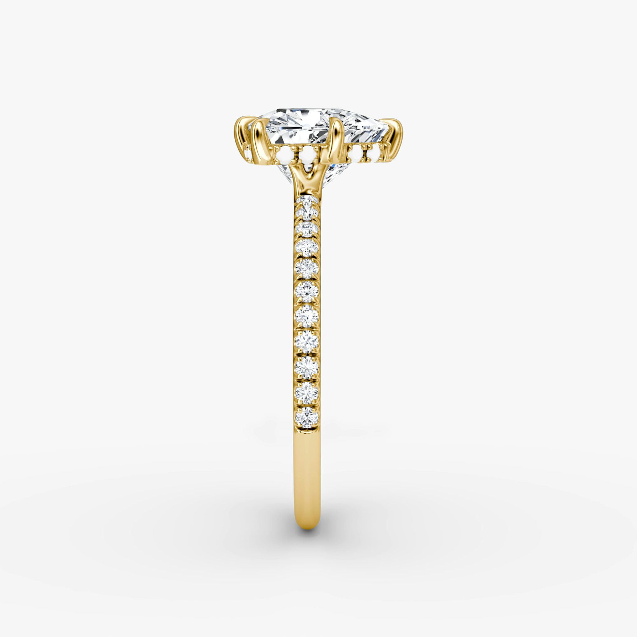 The Signature 6 Prong | Trillion | 18k | Yellow Gold | bandAccent: Pavé | bandWidth: standard | hiddenHalo: yes | diamondOrientation: vertical | caratWeight: other