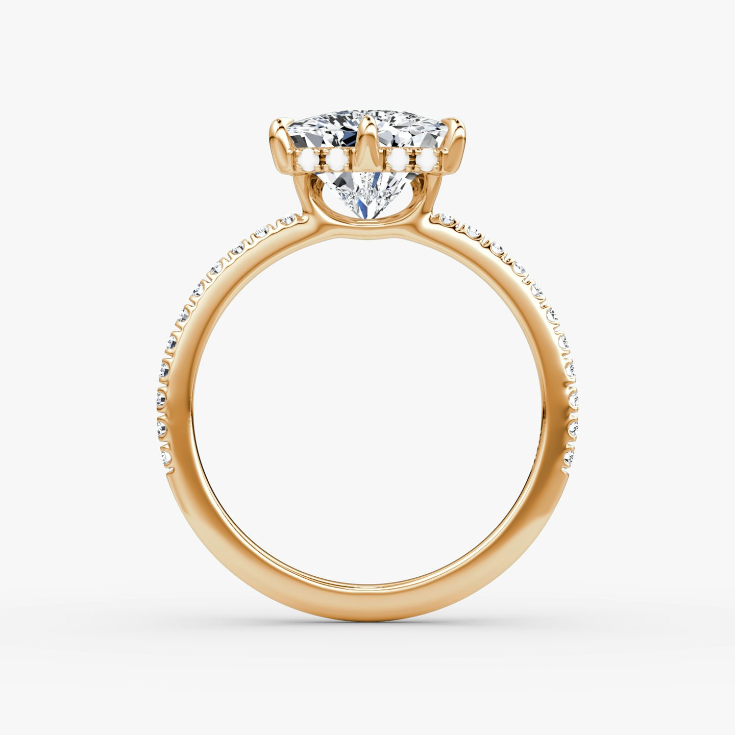 The Signature 6 Prong | Trillion | 14k | Rose Gold | bandAccent: Pavé | bandWidth: standard | hiddenHalo: yes | diamondOrientation: vertical | caratWeight: other