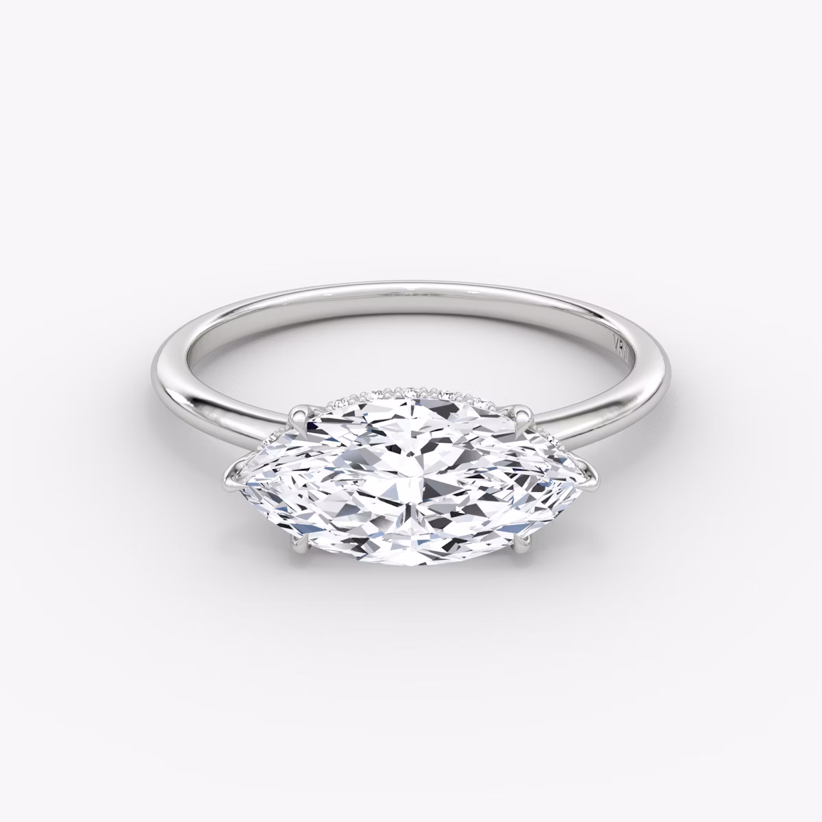 The Signature | Marquise | 18k | White Gold | bandAccent: Plain | bandWidth: standard | diamondOrientation: horizontal | hiddenHalo: yes | caratWeight: other