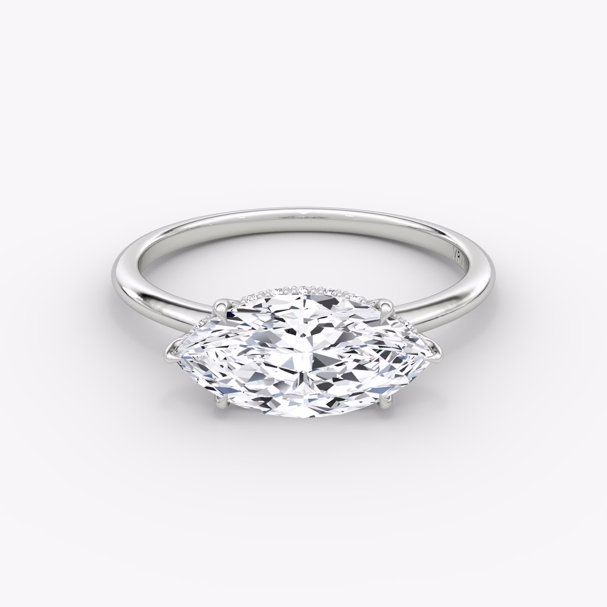 The Signature | Marquise | Platinum | bandAccent: Plain | bandWidth: standard | diamondOrientation: horizontal | hiddenHalo: yes | caratWeight: other