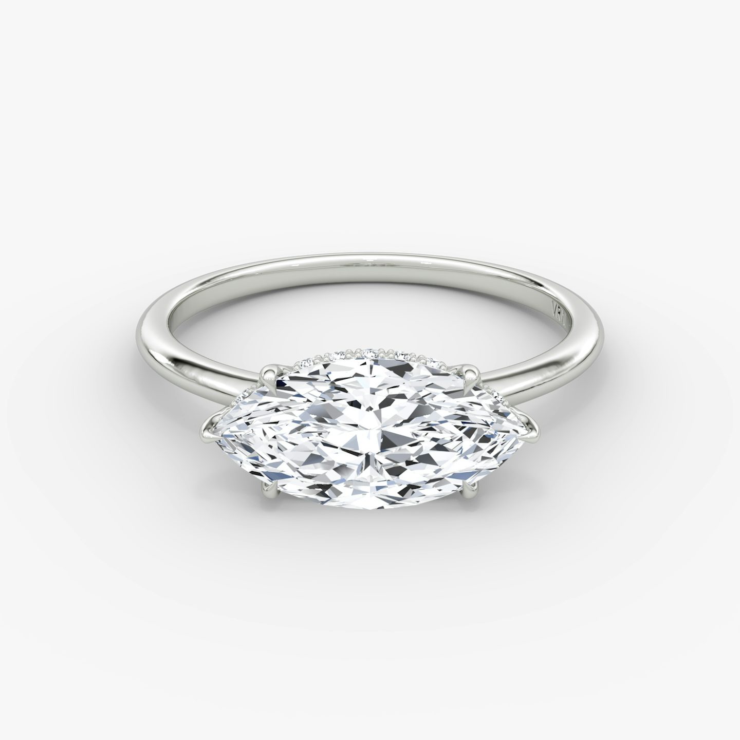 The Signature | Marquise | 18k | White Gold | bandAccent: Plain | bandWidth: standard | diamondOrientation: horizontal | hiddenHalo: yes | caratWeight: other