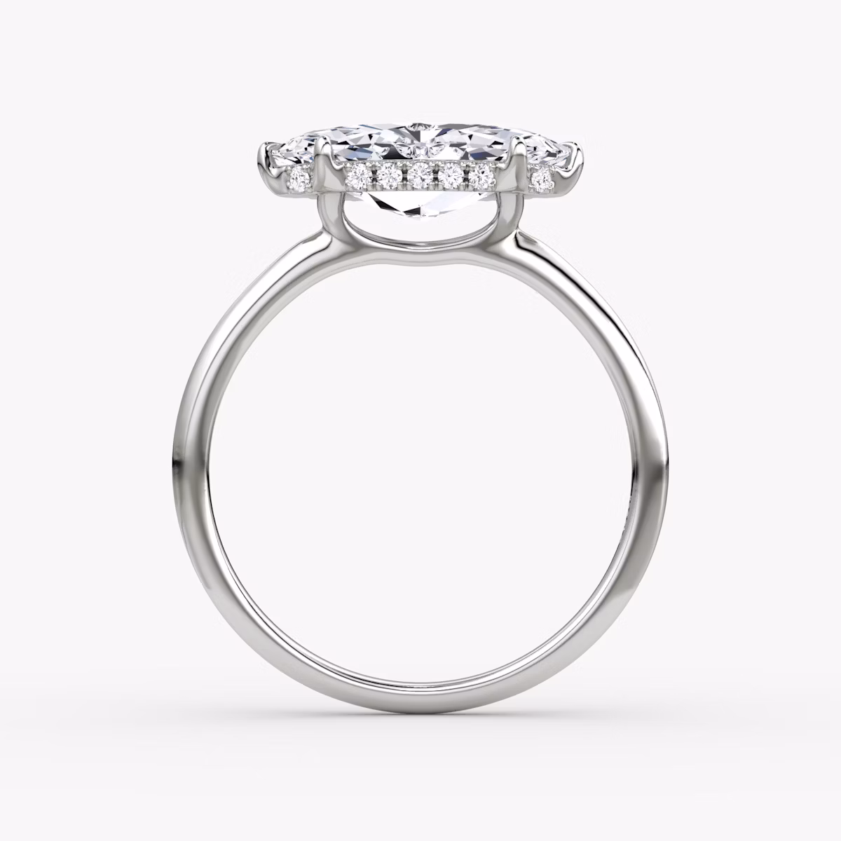 The Signature | Marquise | 18k | White Gold | bandAccent: Plain | bandWidth: standard | diamondOrientation: horizontal | hiddenHalo: yes | caratWeight: other