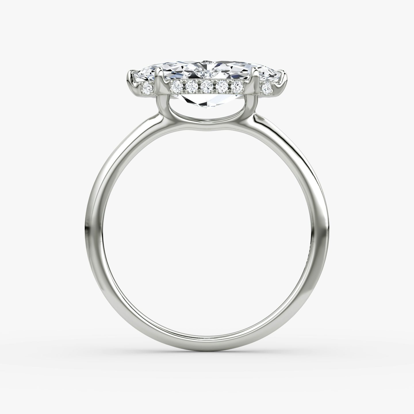 The Signature | Marquise | 18k | White Gold | bandAccent: Plain | bandWidth: standard | diamondOrientation: horizontal | hiddenHalo: yes | caratWeight: other