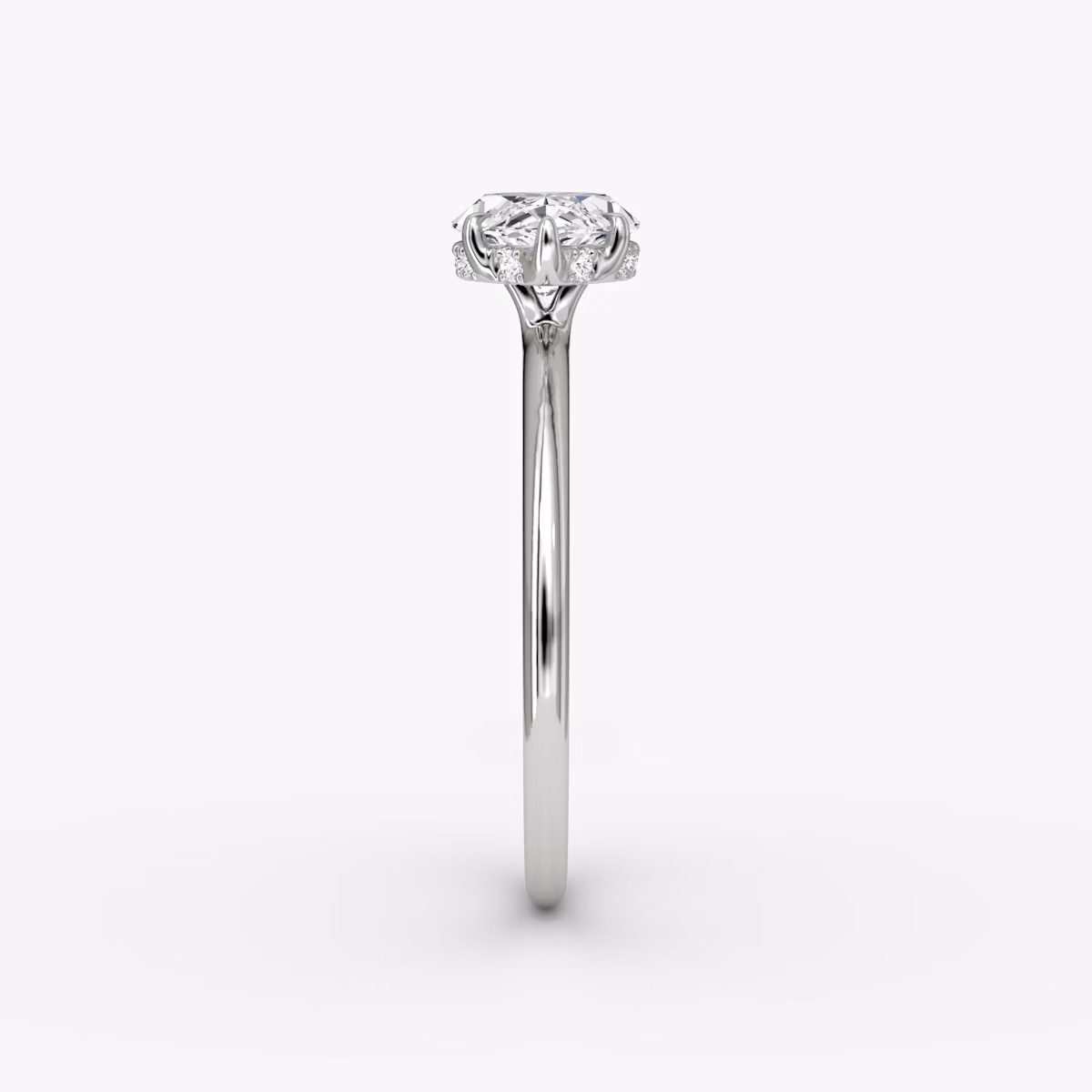 The Signature | Marquise | 18k | White Gold | bandAccent: Plain | bandWidth: standard | diamondOrientation: horizontal | hiddenHalo: yes | caratWeight: other