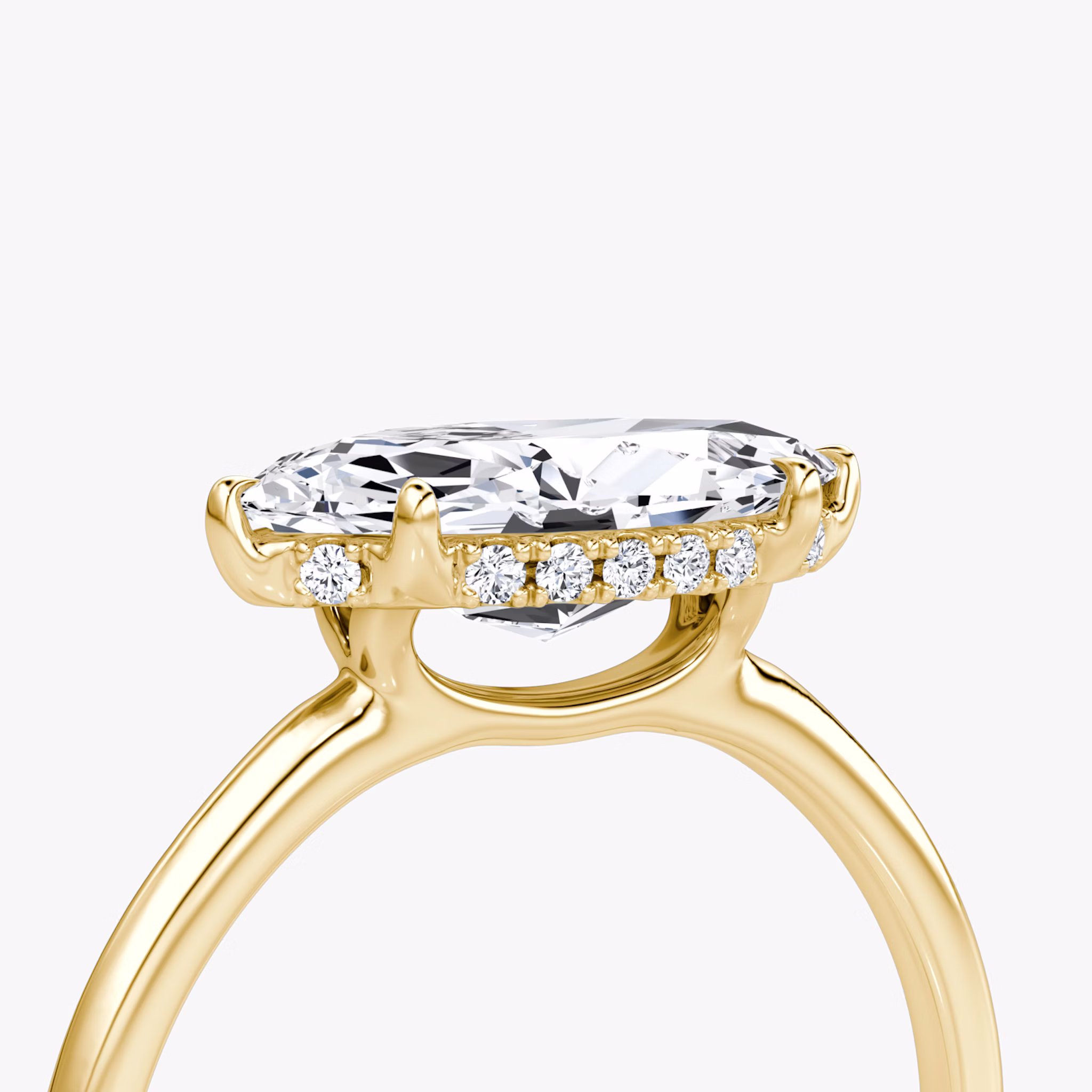 The Signature | Marquise | 18k | Yellow Gold | bandAccent: Plain | bandWidth: standard | diamondOrientation: horizontal | hiddenHalo: yes | caratWeight: other