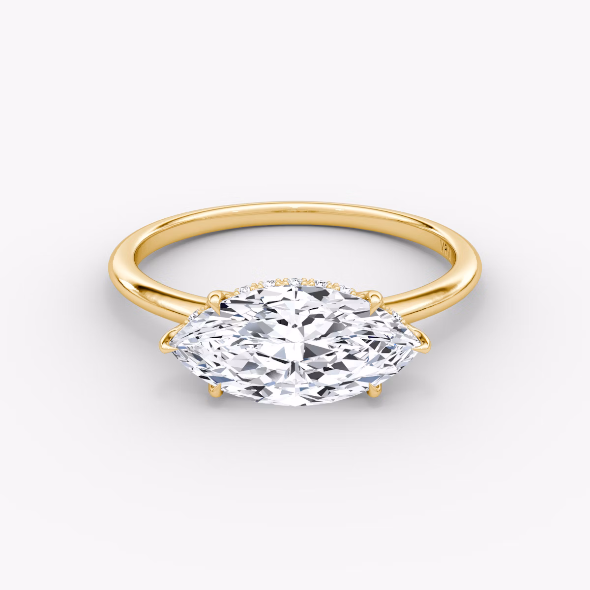 The Signature | Marquise | 18k | Yellow Gold | bandAccent: Plain | bandWidth: standard | diamondOrientation: horizontal | hiddenHalo: yes | caratWeight: other