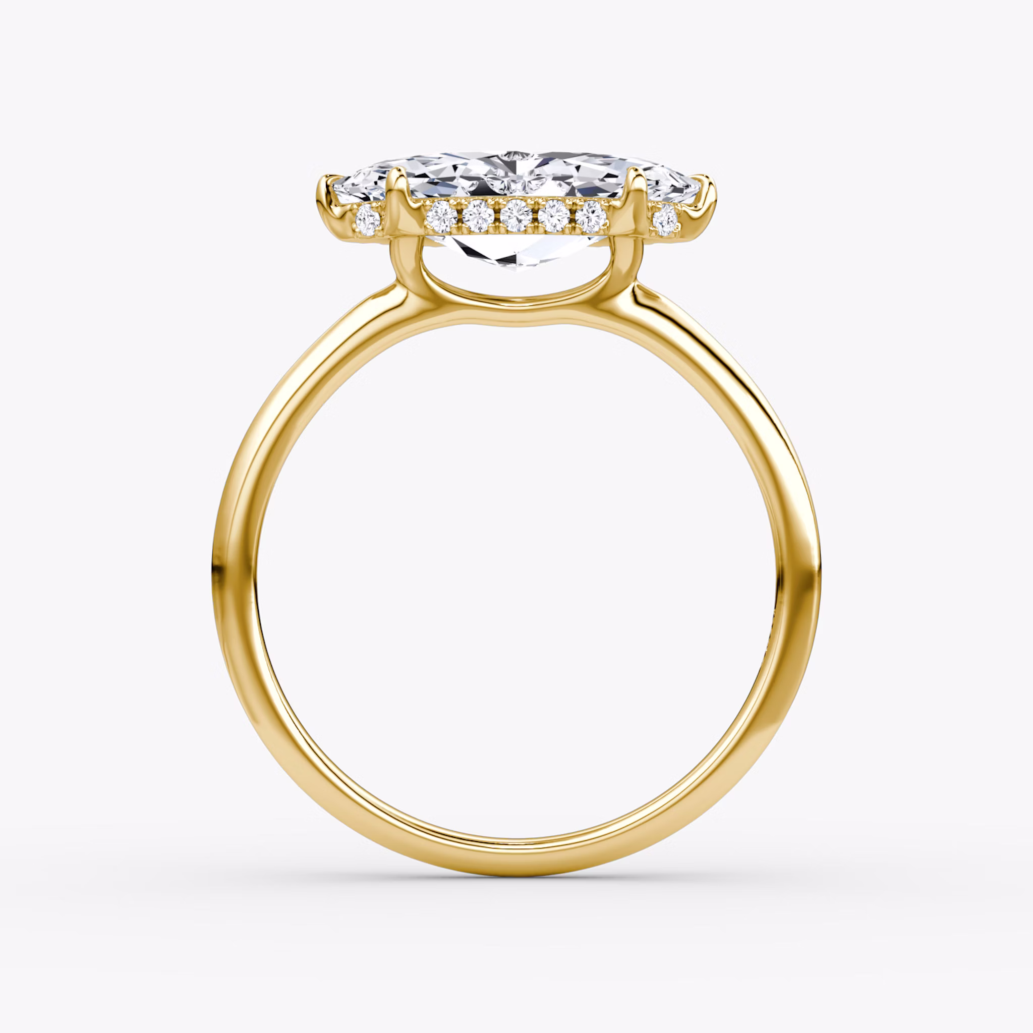 The Signature | Marquise | 18k | Yellow Gold | bandAccent: Plain | bandWidth: standard | diamondOrientation: horizontal | hiddenHalo: yes | caratWeight: other