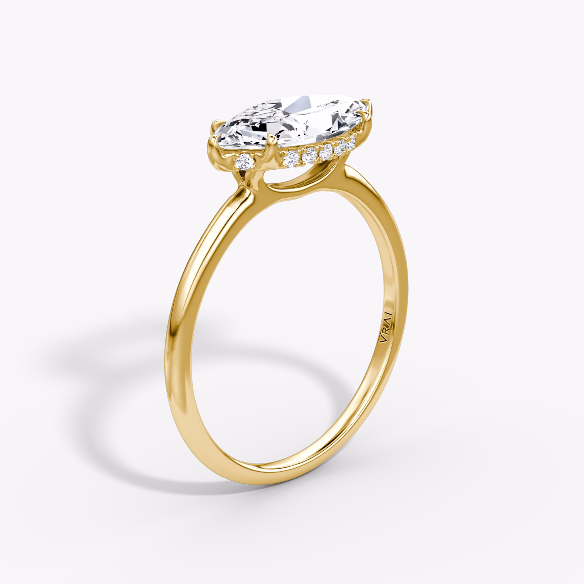The Signature | Marquise | 18k | Yellow Gold | bandAccent: Plain | bandWidth: standard | diamondOrientation: horizontal | hiddenHalo: yes | caratWeight: other