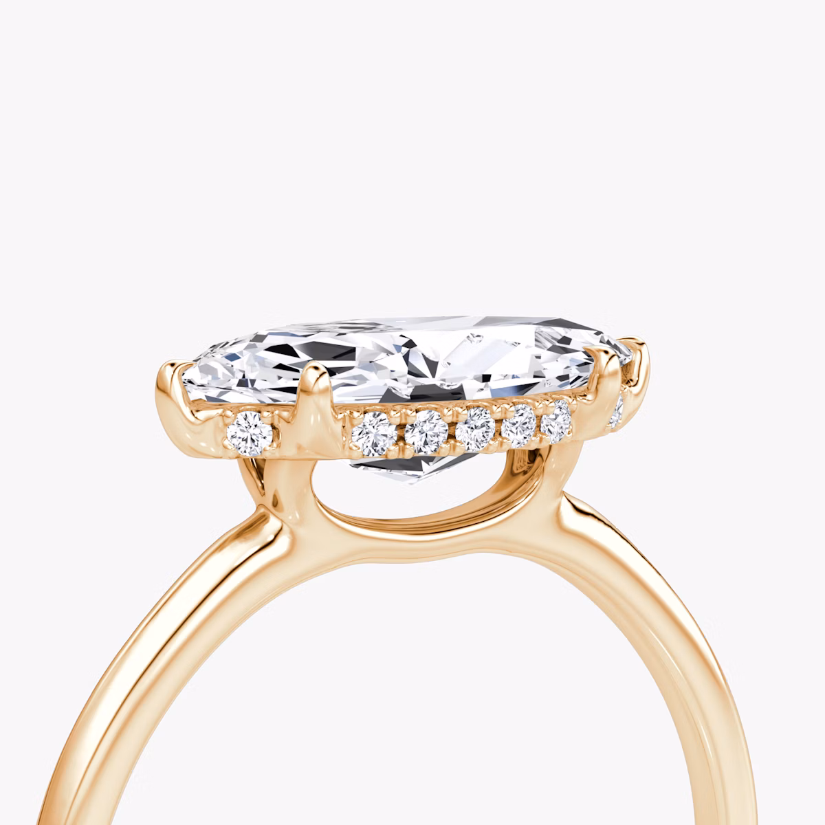 The Signature | Marquise | 14k | Rose Gold | bandAccent: Plain | bandWidth: standard | diamondOrientation: horizontal | hiddenHalo: yes | caratWeight: other