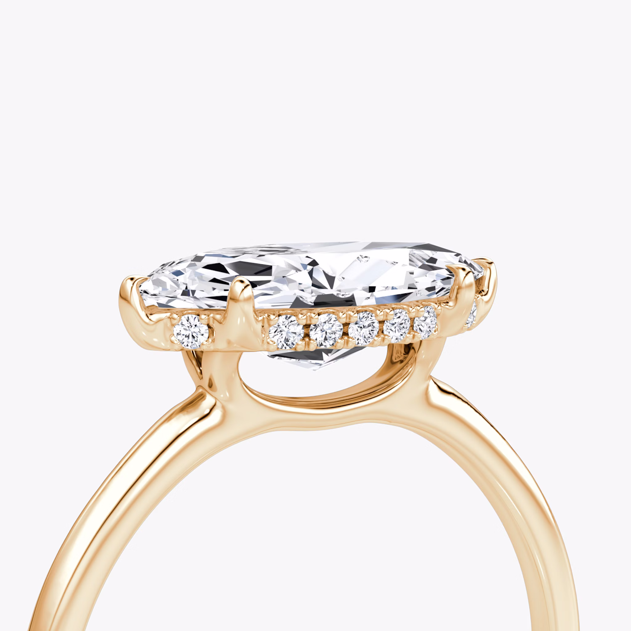 The Signature | Marquise | 14k | Rose Gold | bandAccent: Plain | bandWidth: standard | diamondOrientation: horizontal | hiddenHalo: yes | caratWeight: other