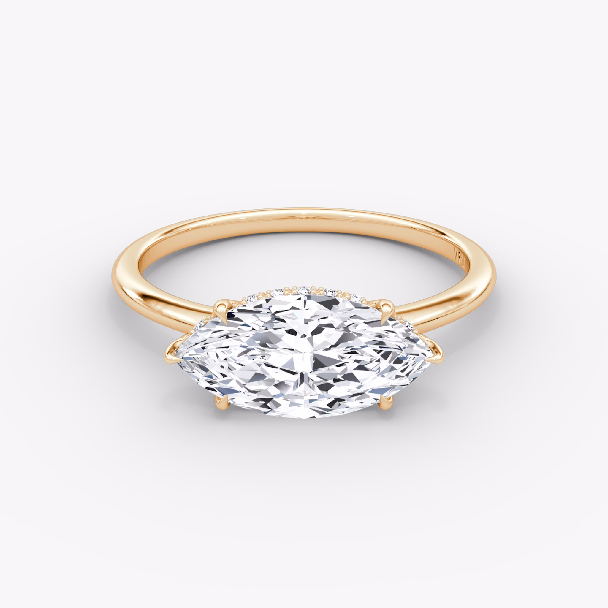 The Signature | Marquise | 14k | Rose Gold | bandAccent: Plain | bandWidth: standard | diamondOrientation: horizontal | hiddenHalo: yes | caratWeight: other