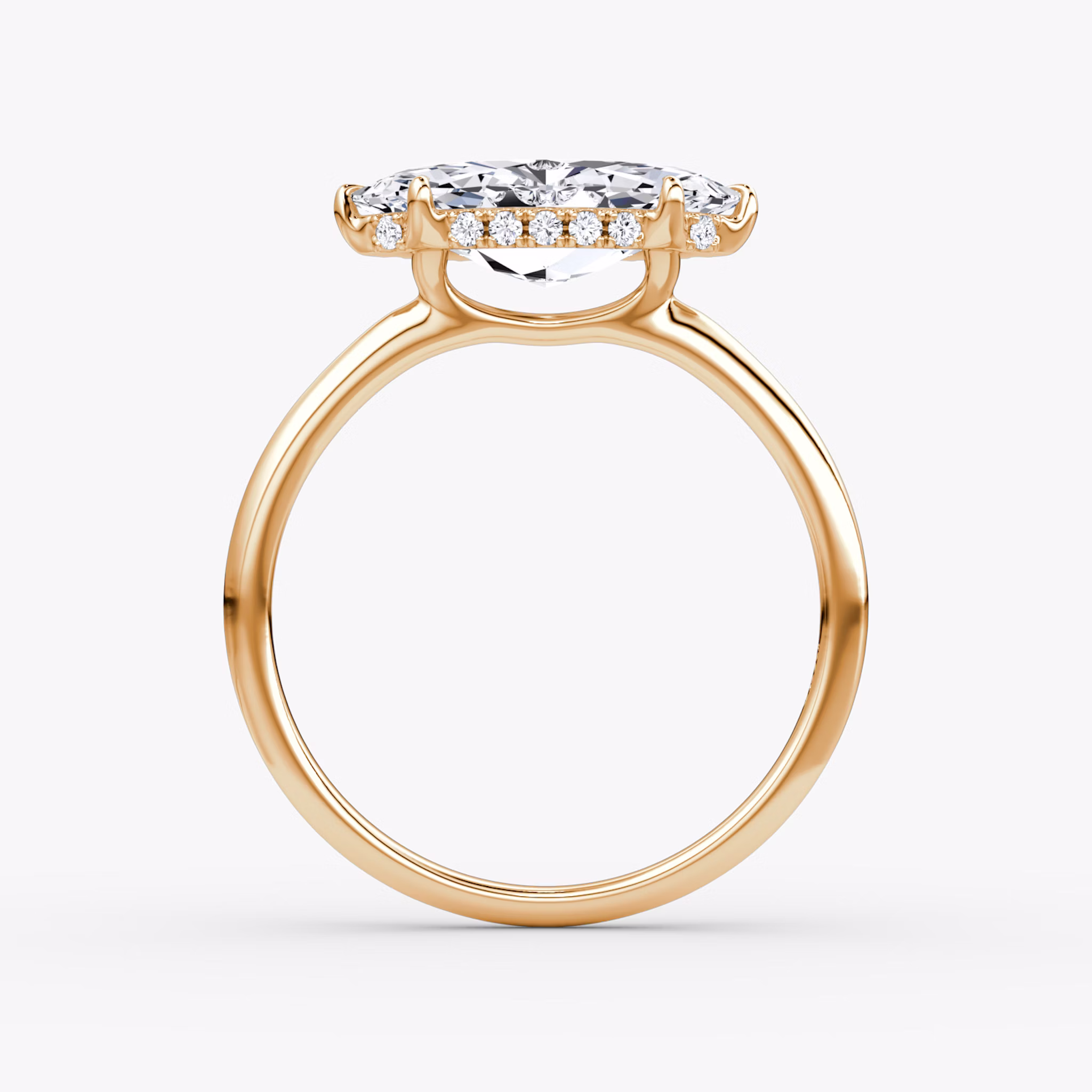 The Signature | Marquise | 14k | Rose Gold | bandAccent: Plain | bandWidth: standard | diamondOrientation: horizontal | hiddenHalo: yes | caratWeight: other