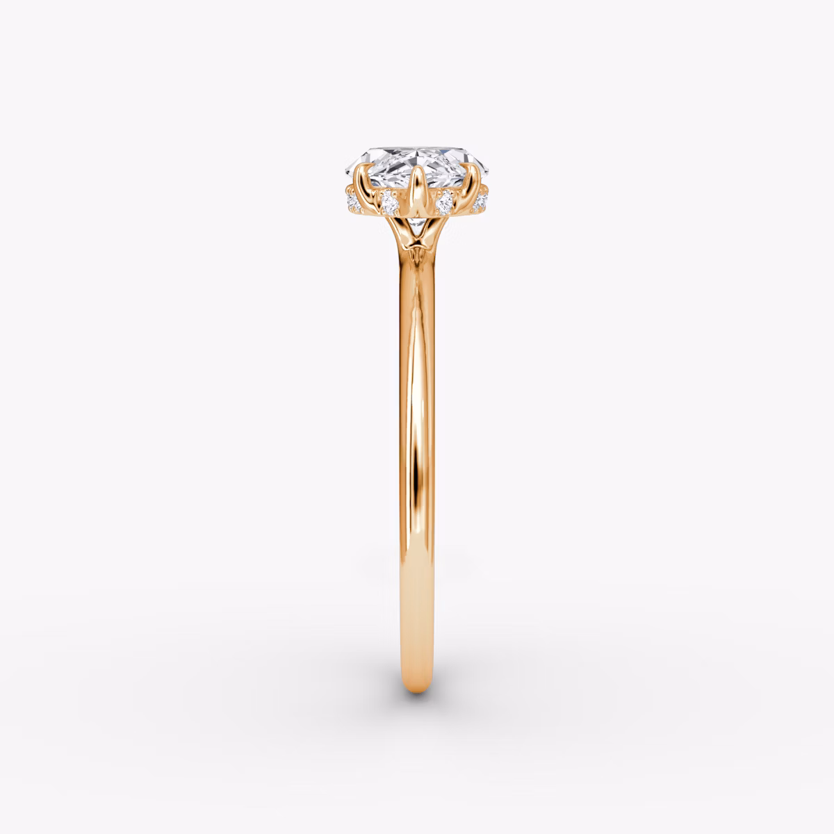 The Signature | Marquise | 14k | Rose Gold | bandAccent: Plain | bandWidth: standard | diamondOrientation: horizontal | hiddenHalo: yes | caratWeight: other