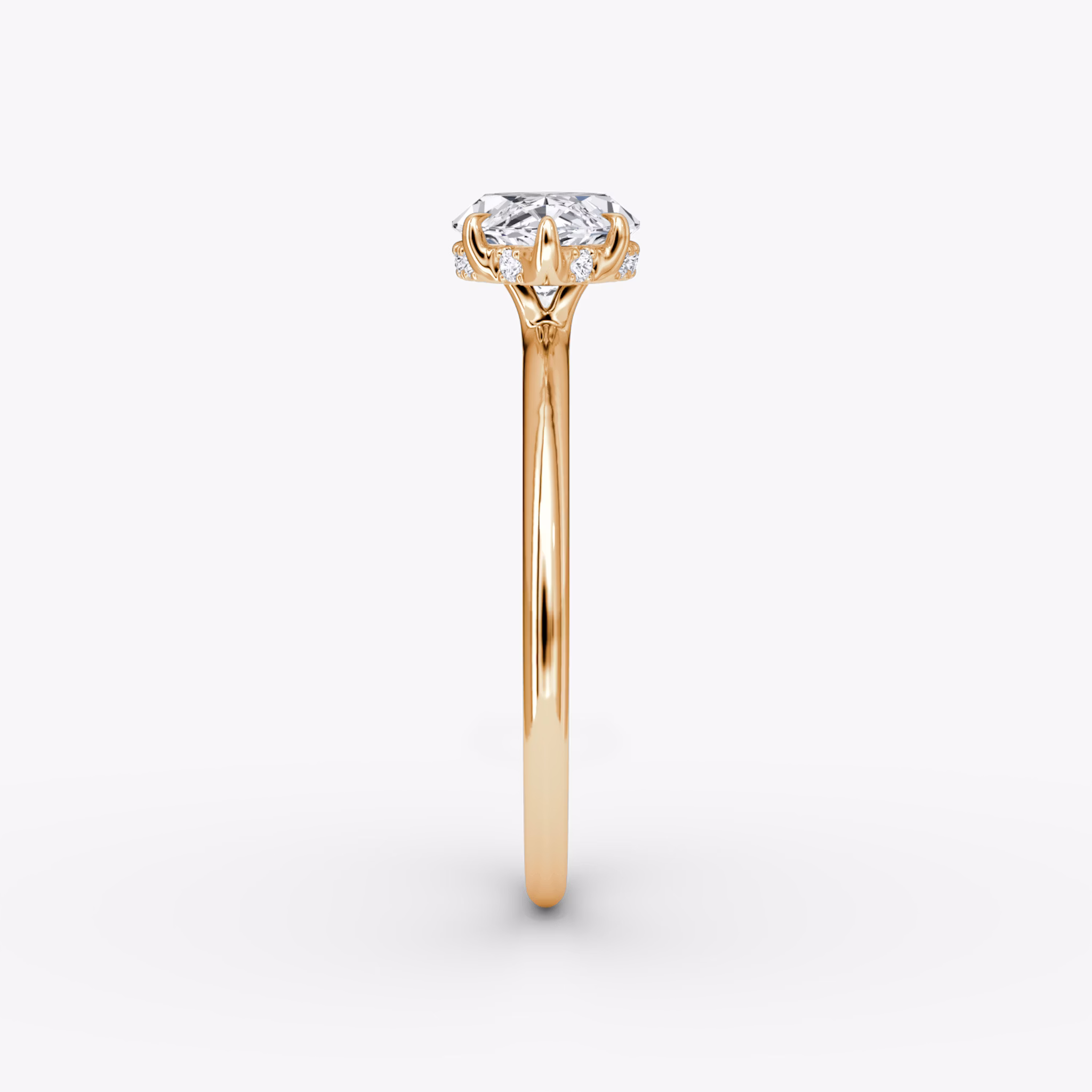 The Signature | Marquise | 14k | Rose Gold | bandAccent: Plain | bandWidth: standard | diamondOrientation: horizontal | hiddenHalo: yes | caratWeight: other