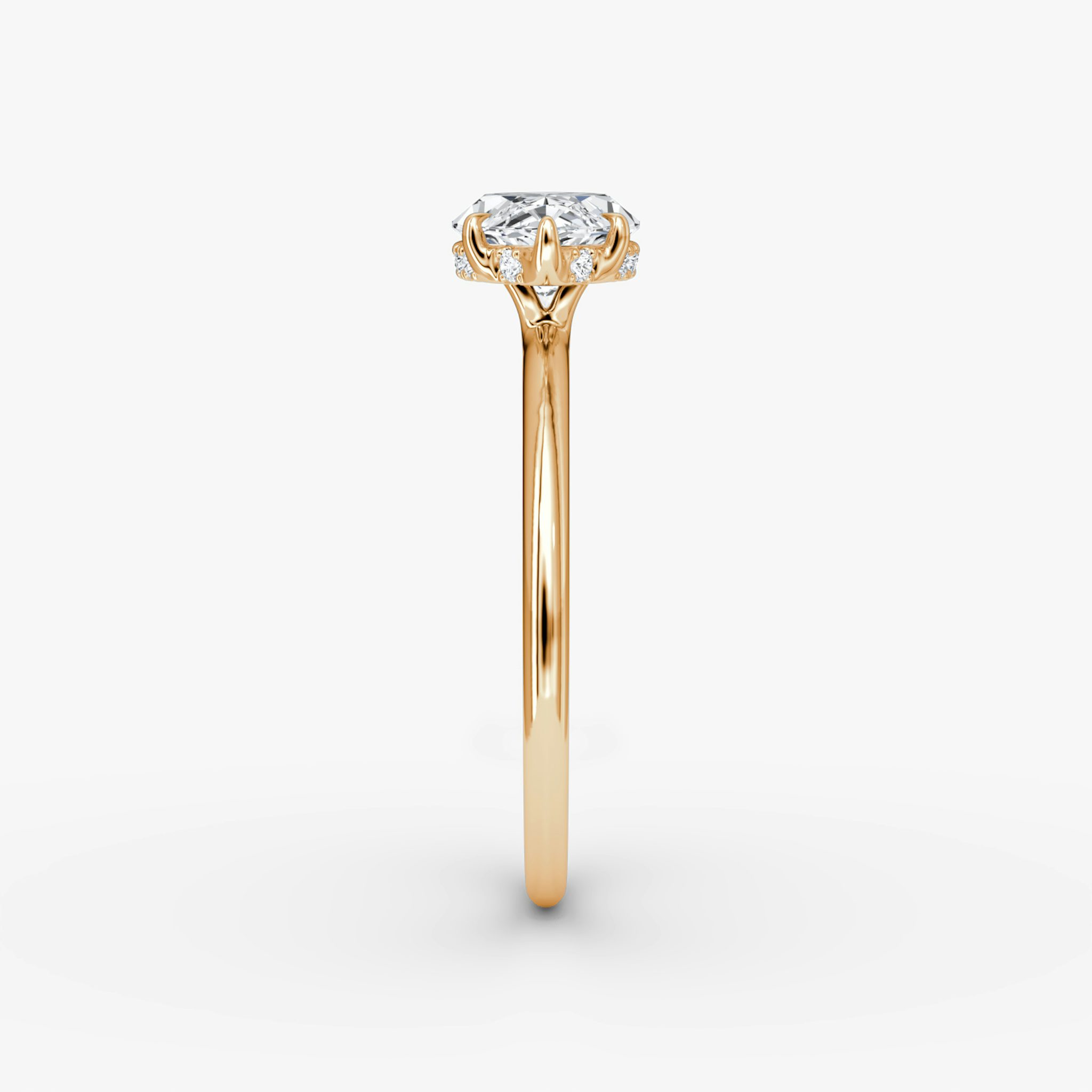 The Signature | Marquise | 14k | Rose Gold | bandAccent: Plain | bandWidth: standard | diamondOrientation: horizontal | hiddenHalo: yes | caratWeight: other