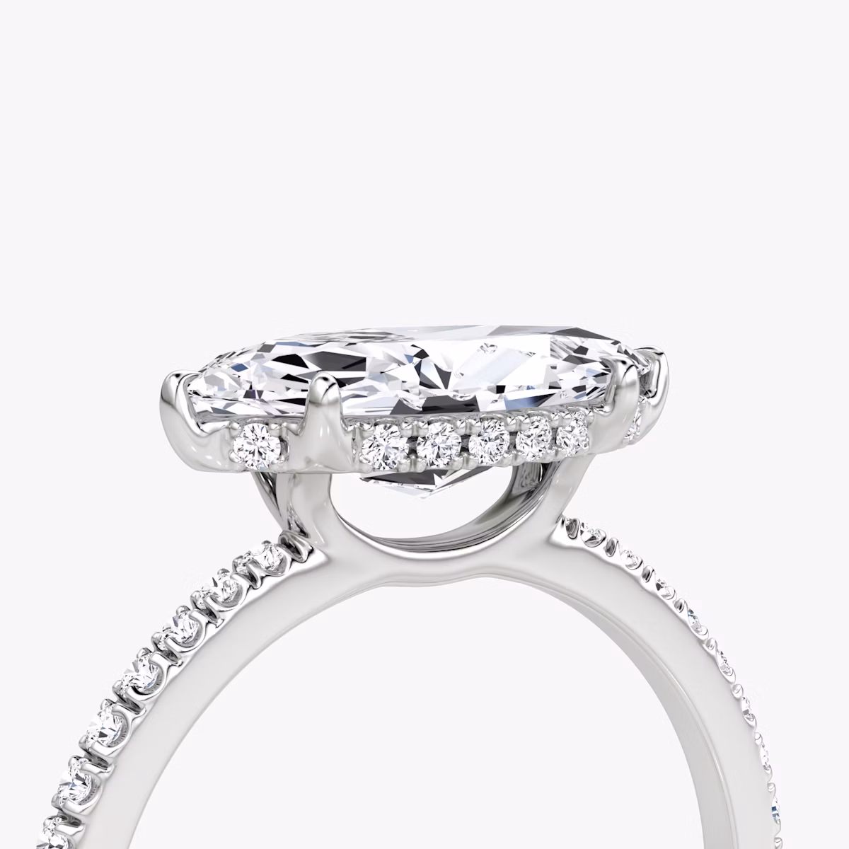 The Signature | Marquise | Platinum | bandAccent: Pavé | bandWidth: standard | diamondOrientation: horizontal | hiddenHalo: yes | caratWeight: other