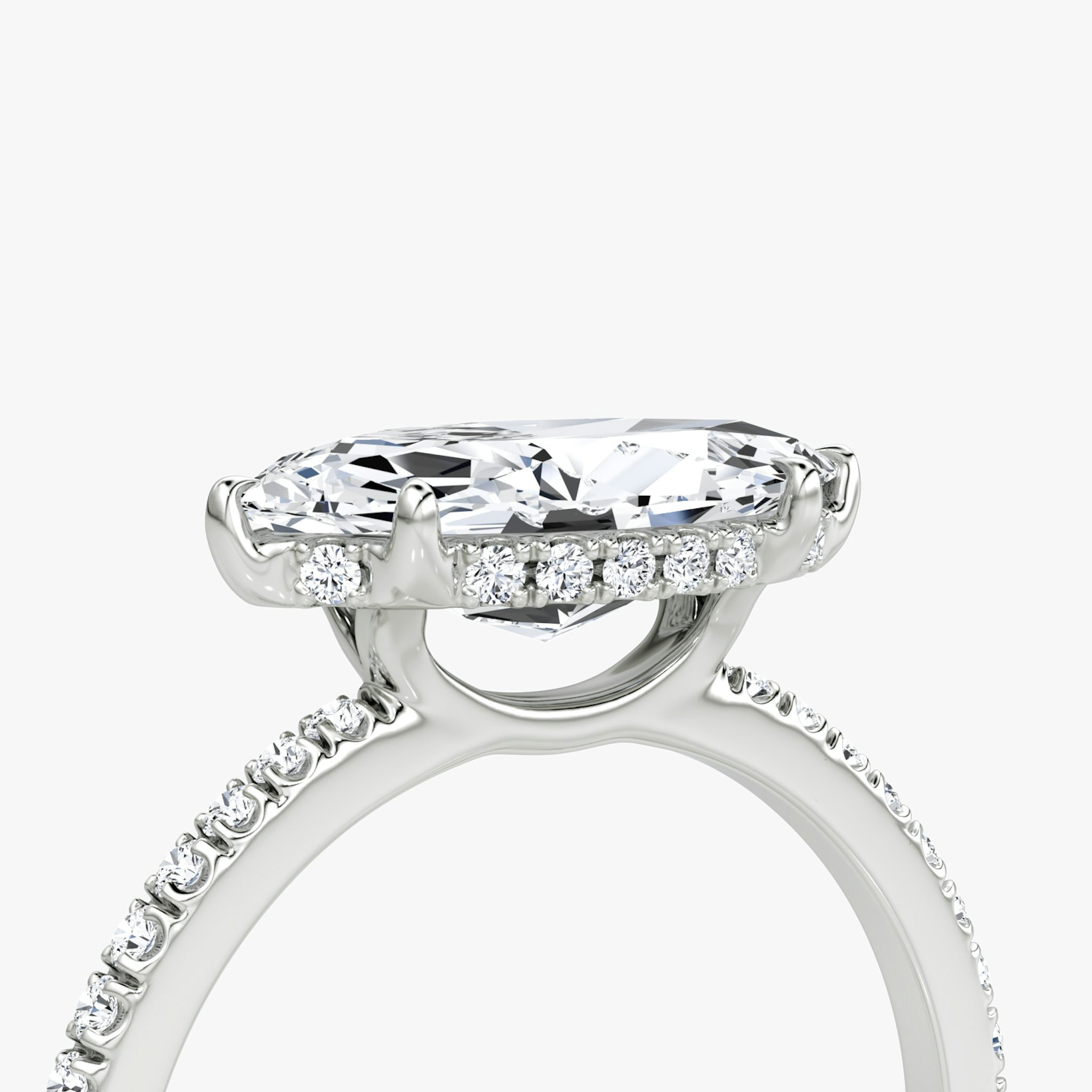 The Signature | Marquise | Platinum | bandAccent: Pavé | bandWidth: standard | diamondOrientation: horizontal | hiddenHalo: yes | caratWeight: other