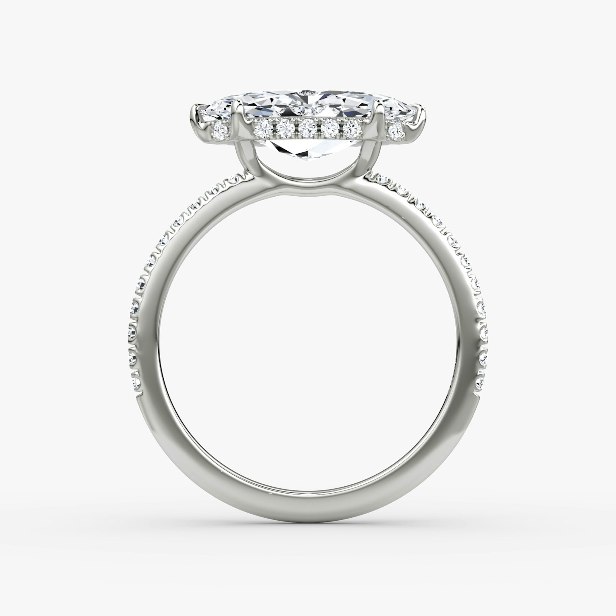 The Signature | Marquise | Platinum | bandAccent: Pavé | bandWidth: standard | diamondOrientation: horizontal | hiddenHalo: yes | caratWeight: other