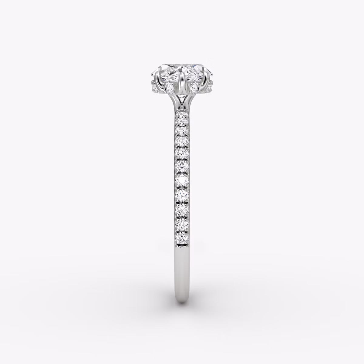 The Signature | Marquise | Platinum | bandAccent: Pavé | bandWidth: standard | diamondOrientation: horizontal | hiddenHalo: yes | caratWeight: other