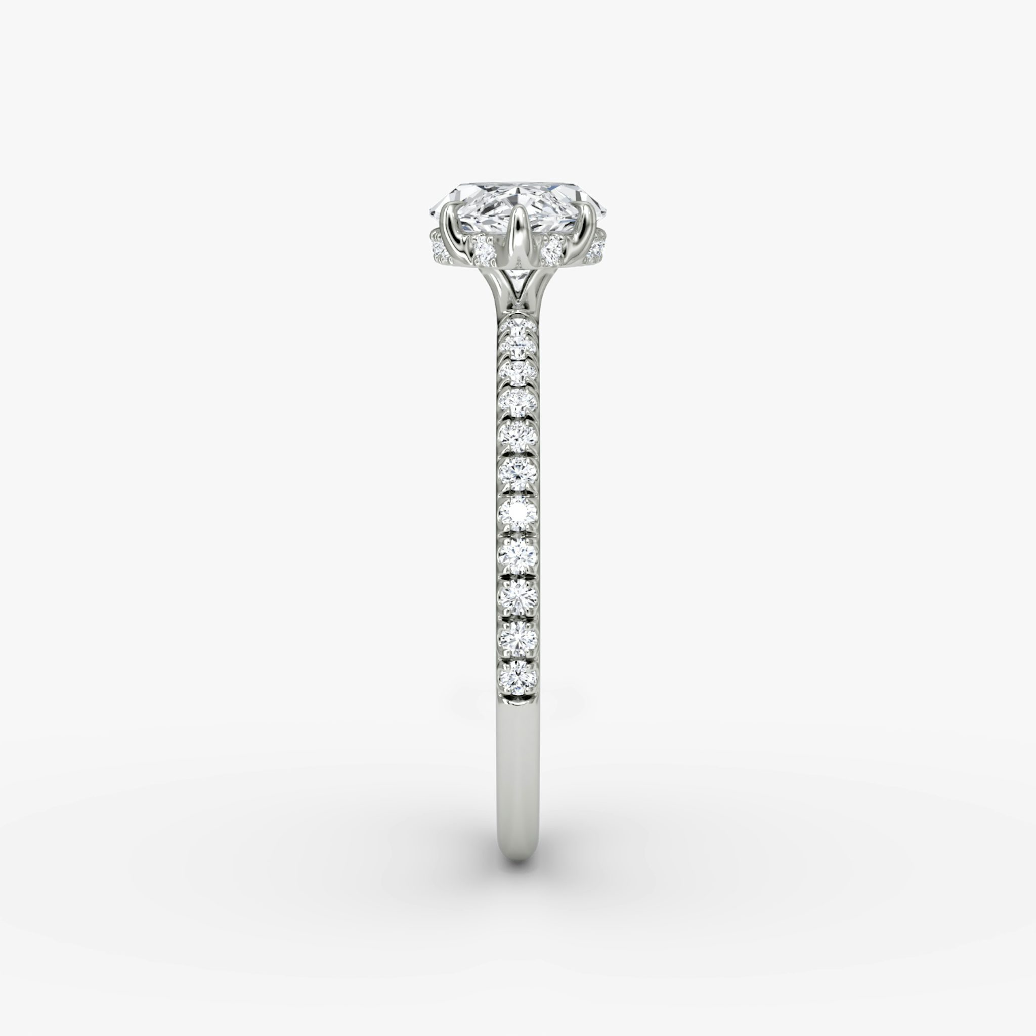The Signature | Marquise | Platinum | bandAccent: Pavé | bandWidth: standard | diamondOrientation: horizontal | hiddenHalo: yes | caratWeight: other