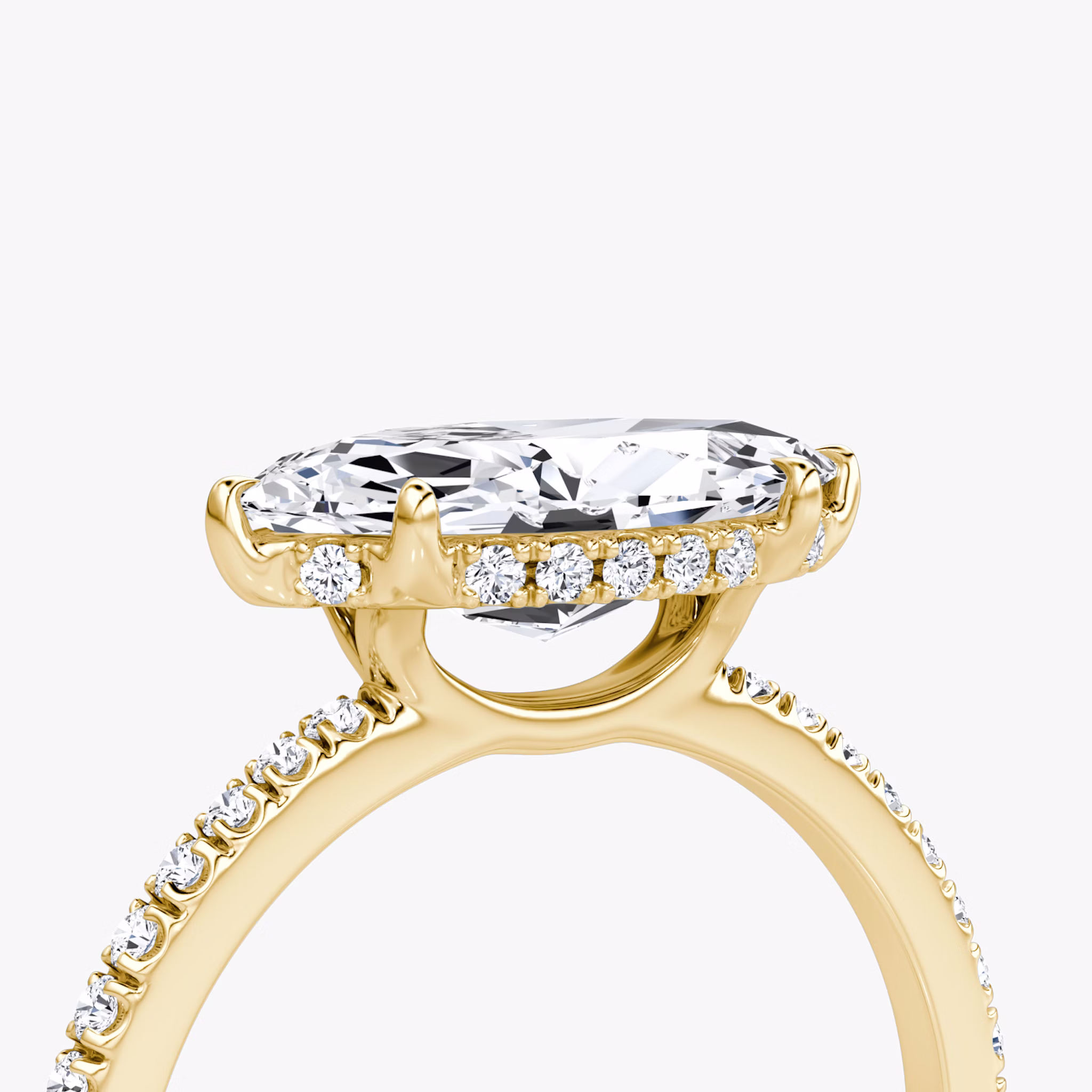 The Signature | Marquise | 18k | Yellow Gold | bandAccent: Pavé | bandWidth: standard | diamondOrientation: horizontal | hiddenHalo: yes | caratWeight: other