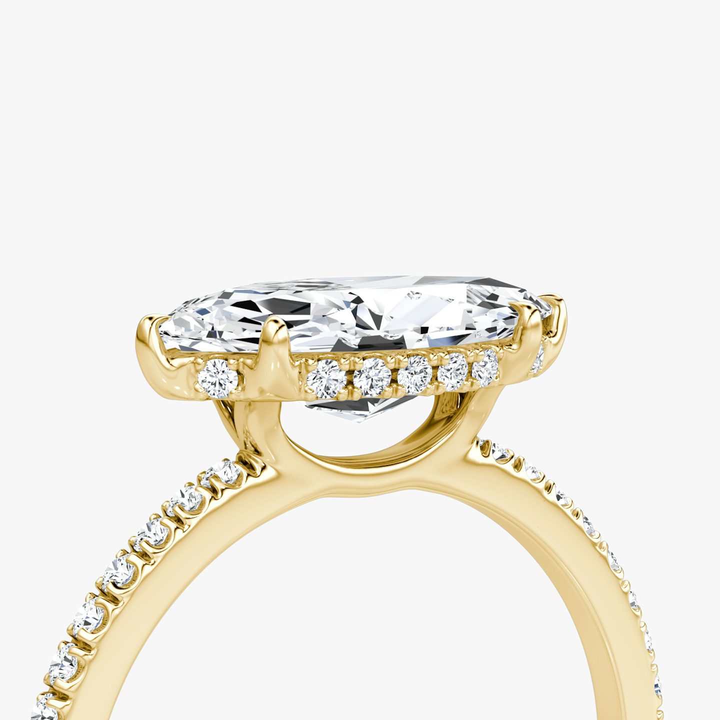 The Signature | Marquise | 18k | Yellow Gold | bandAccent: Pavé | bandWidth: standard | diamondOrientation: horizontal | hiddenHalo: yes | caratWeight: other
