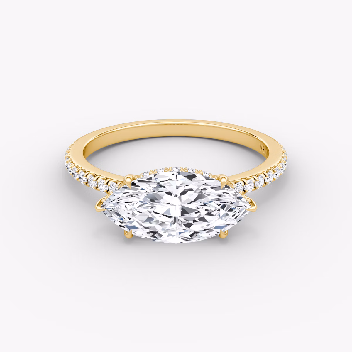 The Signature | Marquise | 18k | Yellow Gold | bandAccent: Pavé | bandWidth: standard | diamondOrientation: horizontal | hiddenHalo: yes | caratWeight: other