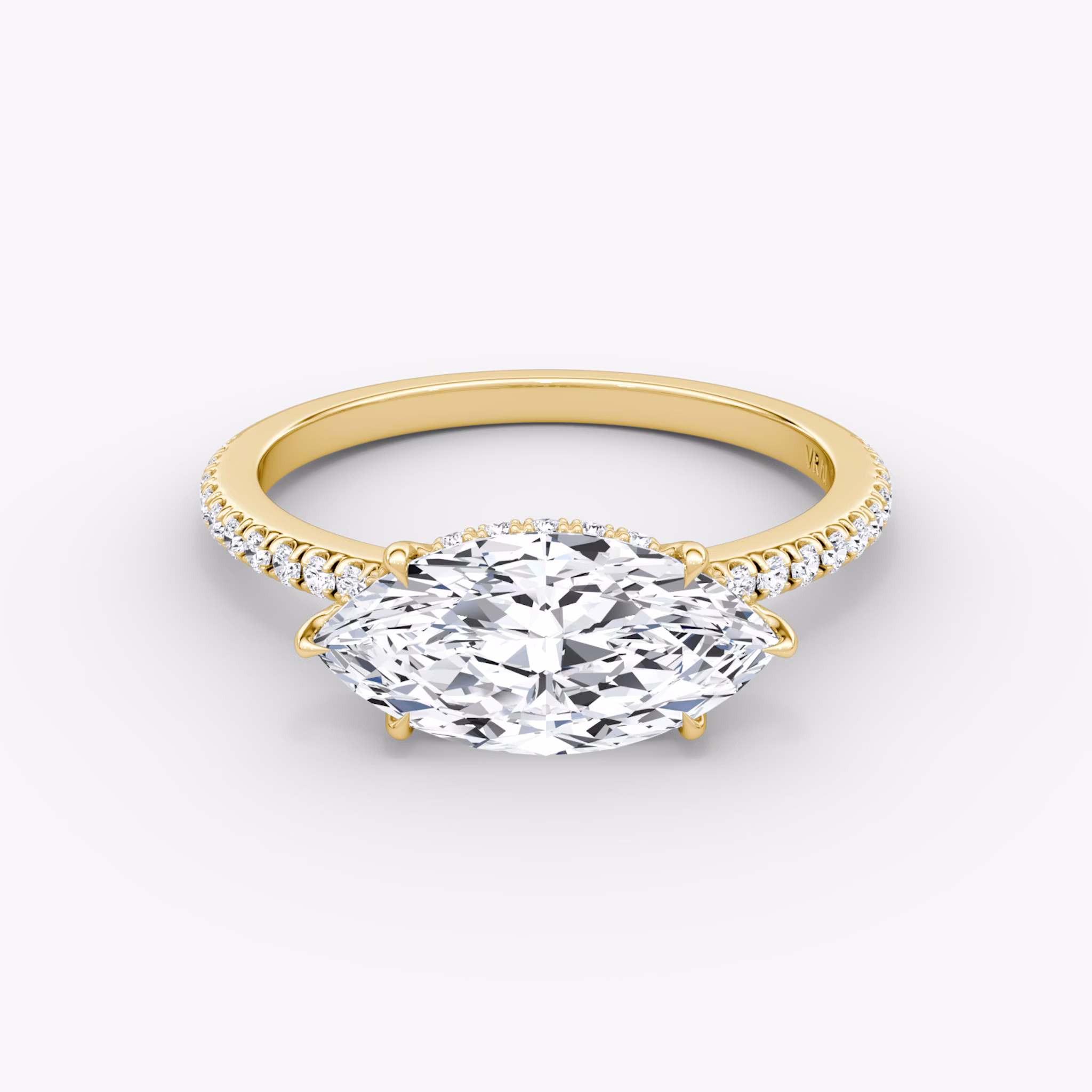 The Signature | Marquise | 18k | Yellow Gold | bandAccent: Pavé | bandWidth: standard | diamondOrientation: horizontal | hiddenHalo: yes | caratWeight: other