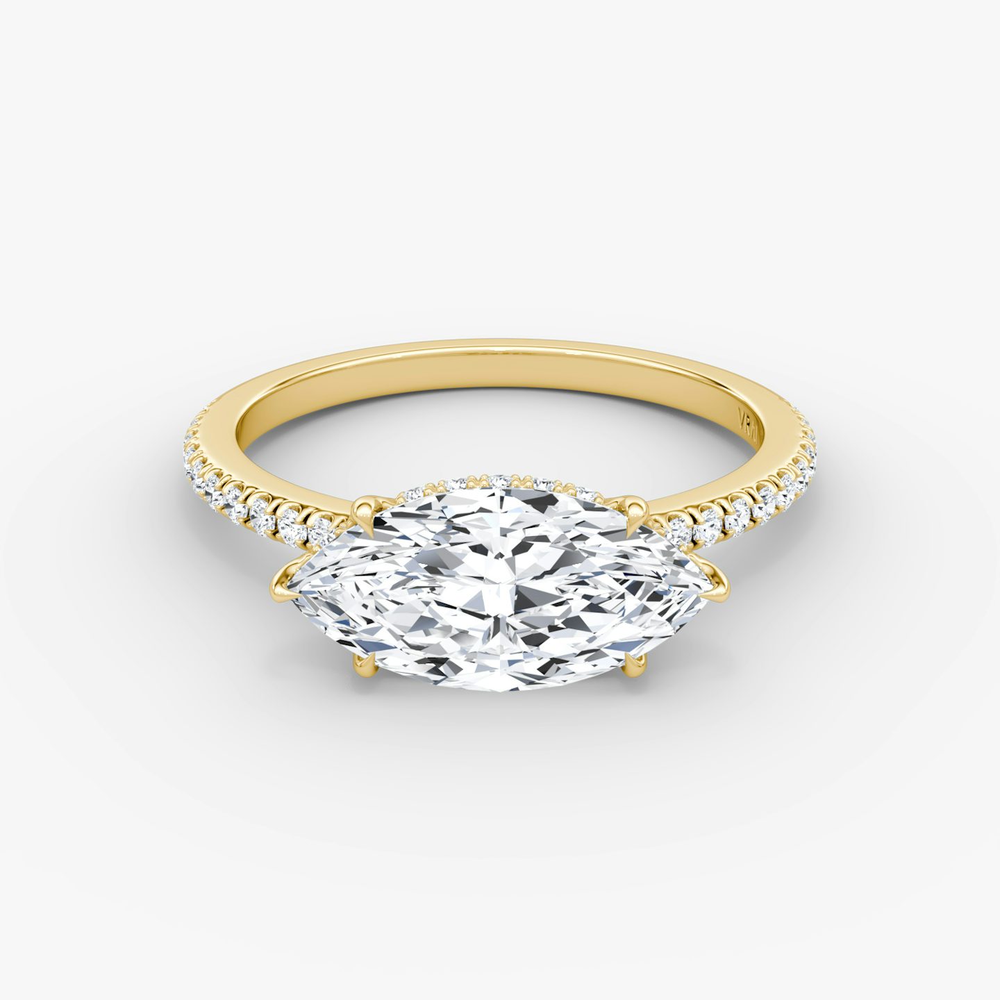The Signature | Marquise | 18k | Yellow Gold | bandAccent: Pavé | bandWidth: standard | diamondOrientation: horizontal | hiddenHalo: yes | caratWeight: other