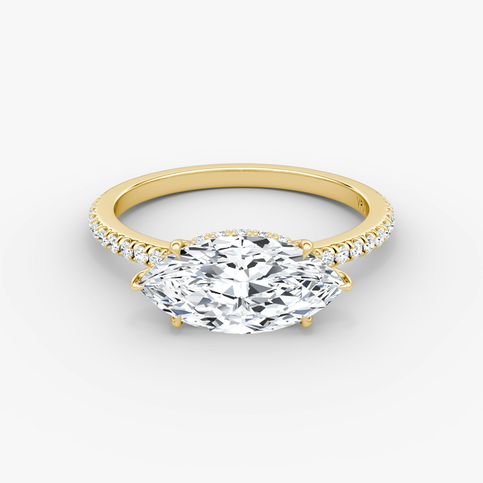 The Signature | Marquise | 18k | Yellow Gold | bandAccent: Pavé | bandWidth: standard | diamondOrientation: horizontal | hiddenHalo: yes | caratWeight: other