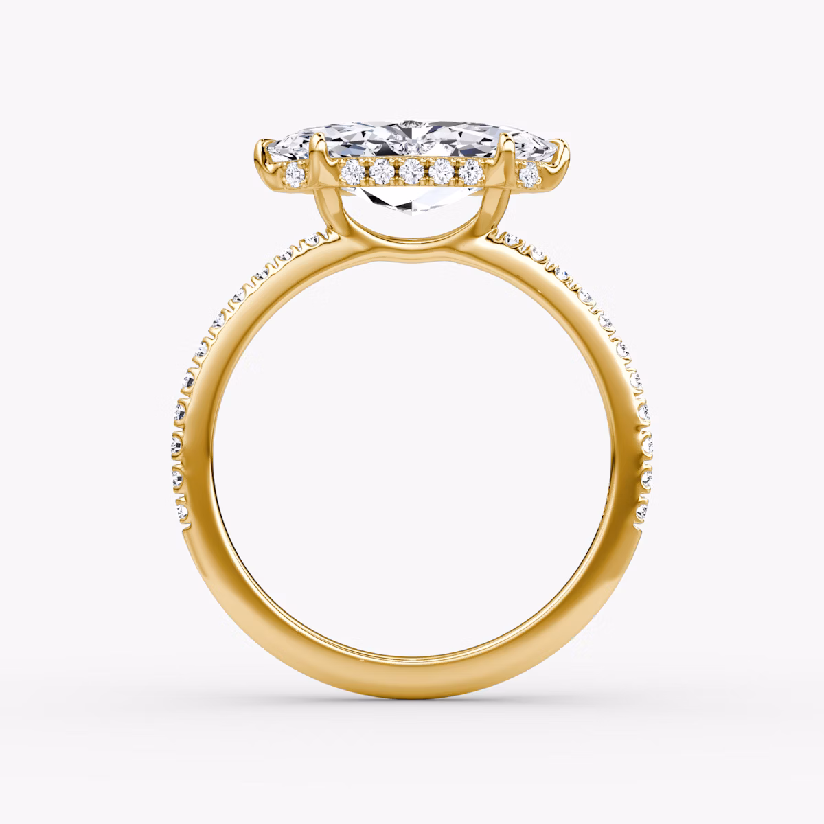 The Signature | Marquise | 18k | Yellow Gold | bandAccent: Pavé | bandWidth: standard | diamondOrientation: horizontal | hiddenHalo: yes | caratWeight: other