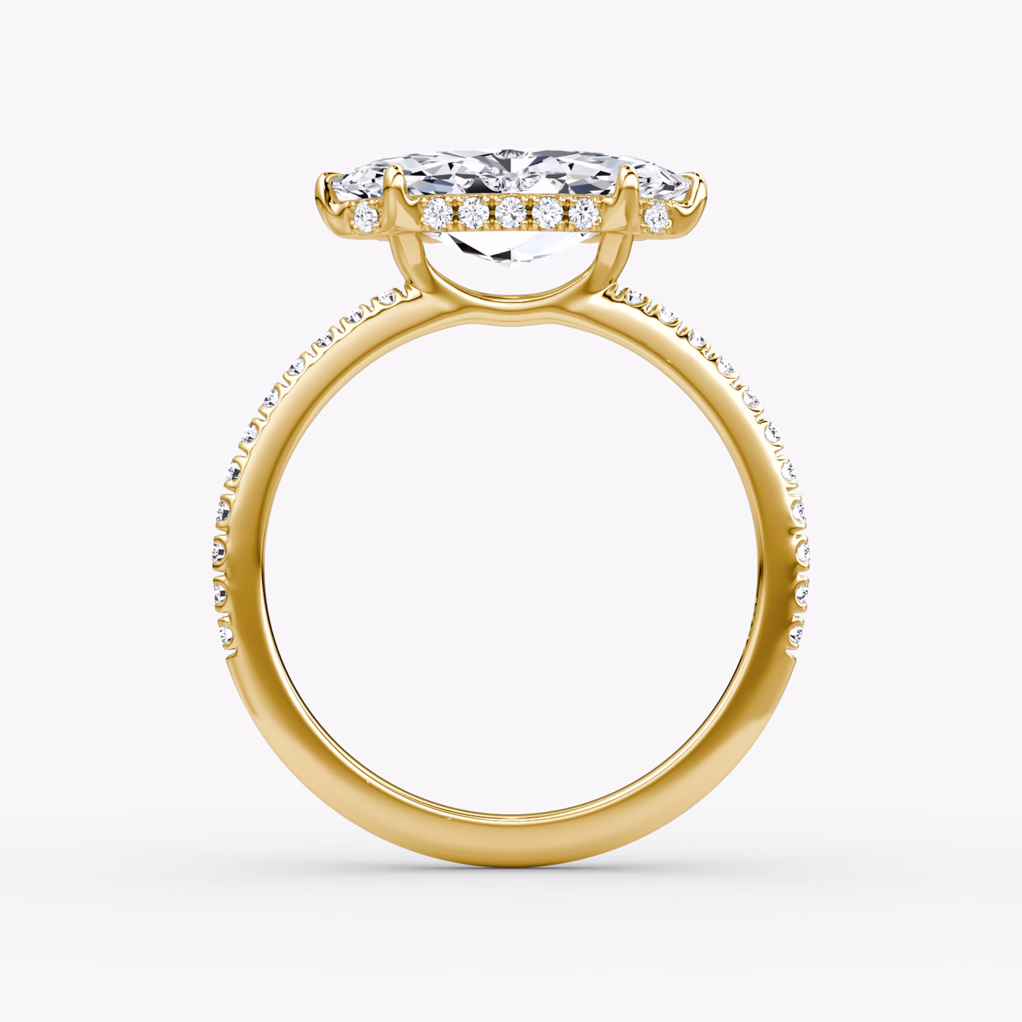 The Signature | Marquise | 18k | Yellow Gold | bandAccent: Pavé | bandWidth: standard | diamondOrientation: horizontal | hiddenHalo: yes | caratWeight: other