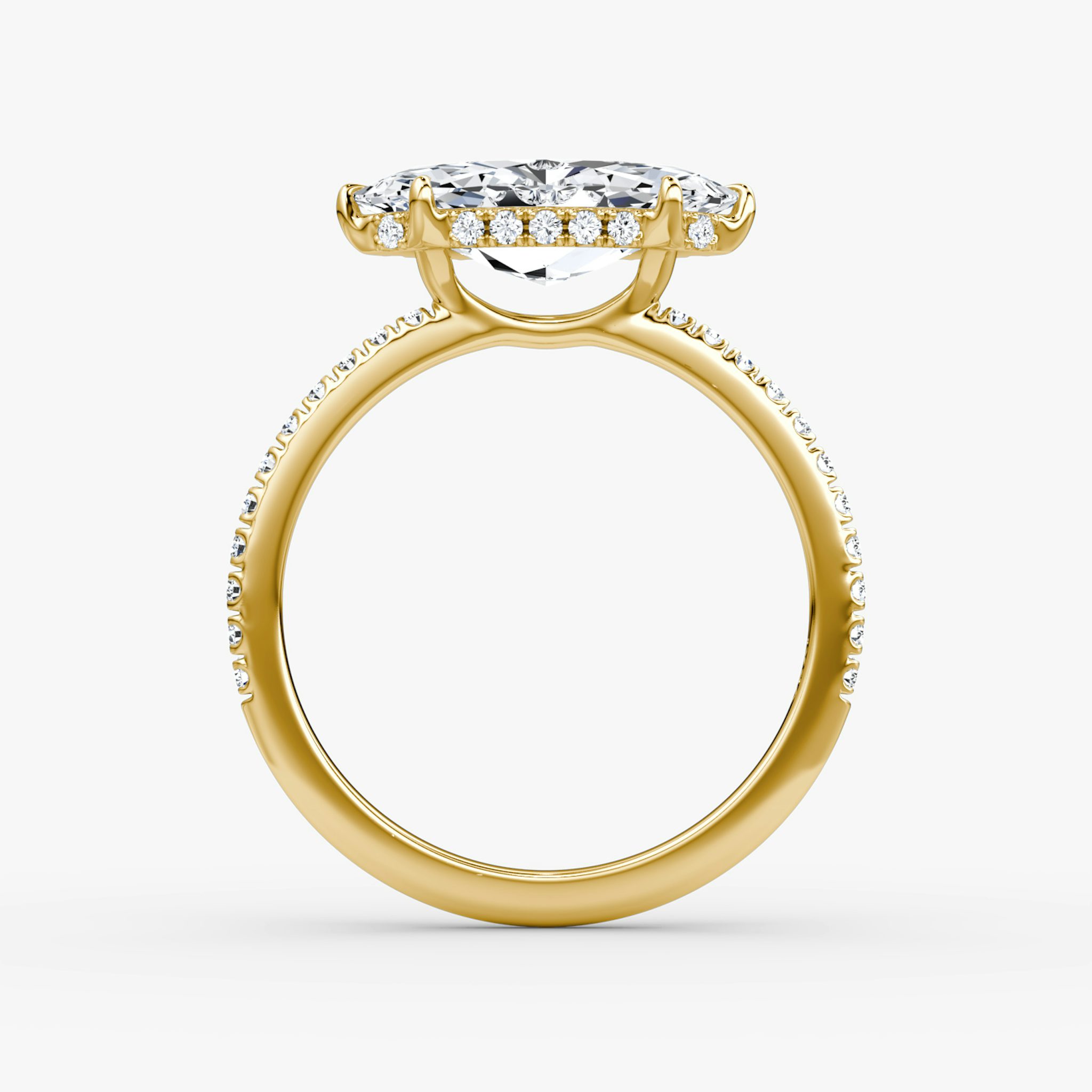 The Signature | Marquise | 18k | Yellow Gold | bandAccent: Pavé | bandWidth: standard | diamondOrientation: horizontal | hiddenHalo: yes | caratWeight: other