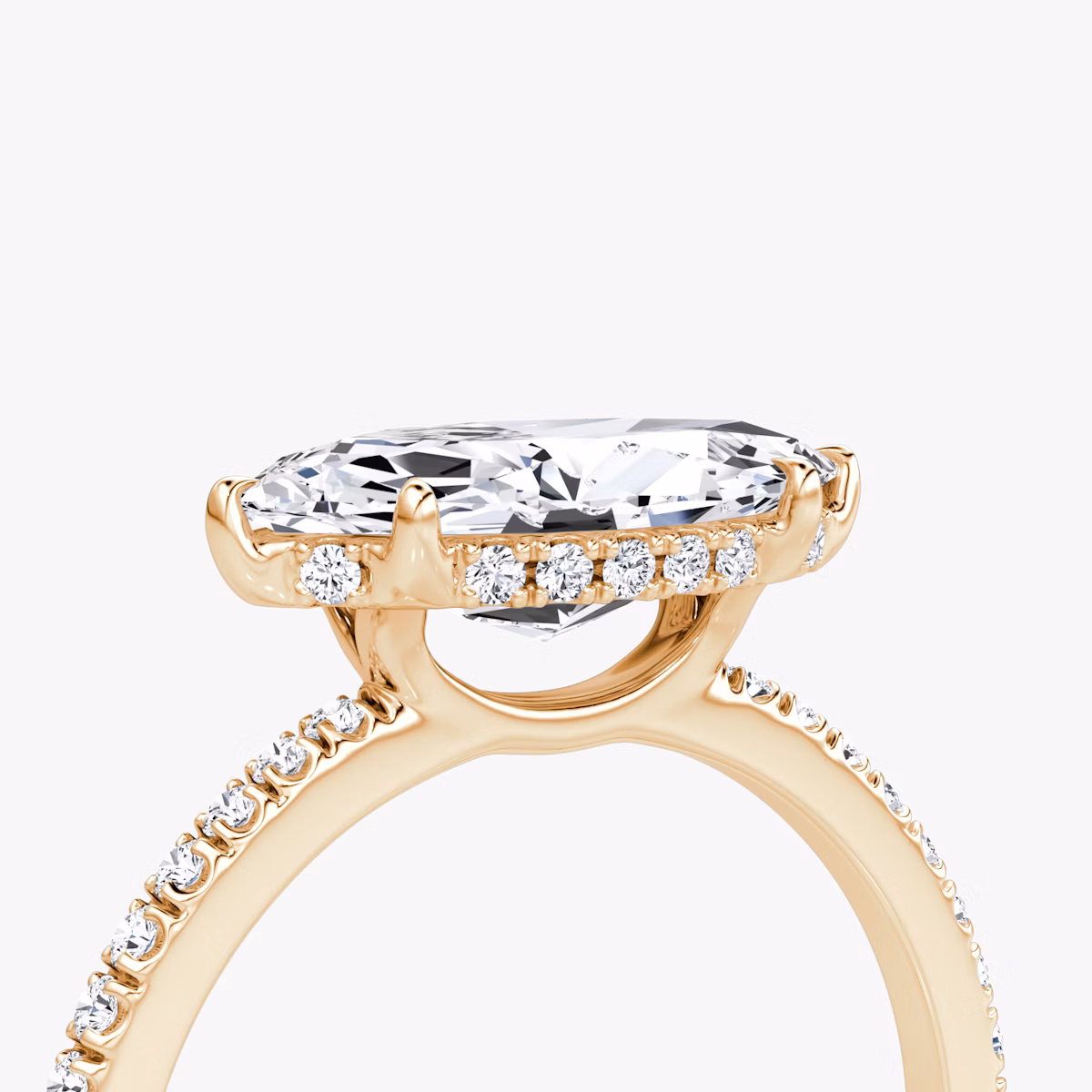 The Signature | Marquise | 14k | Rose Gold | bandAccent: Pavé | bandWidth: standard | diamondOrientation: horizontal | hiddenHalo: yes | caratWeight: other