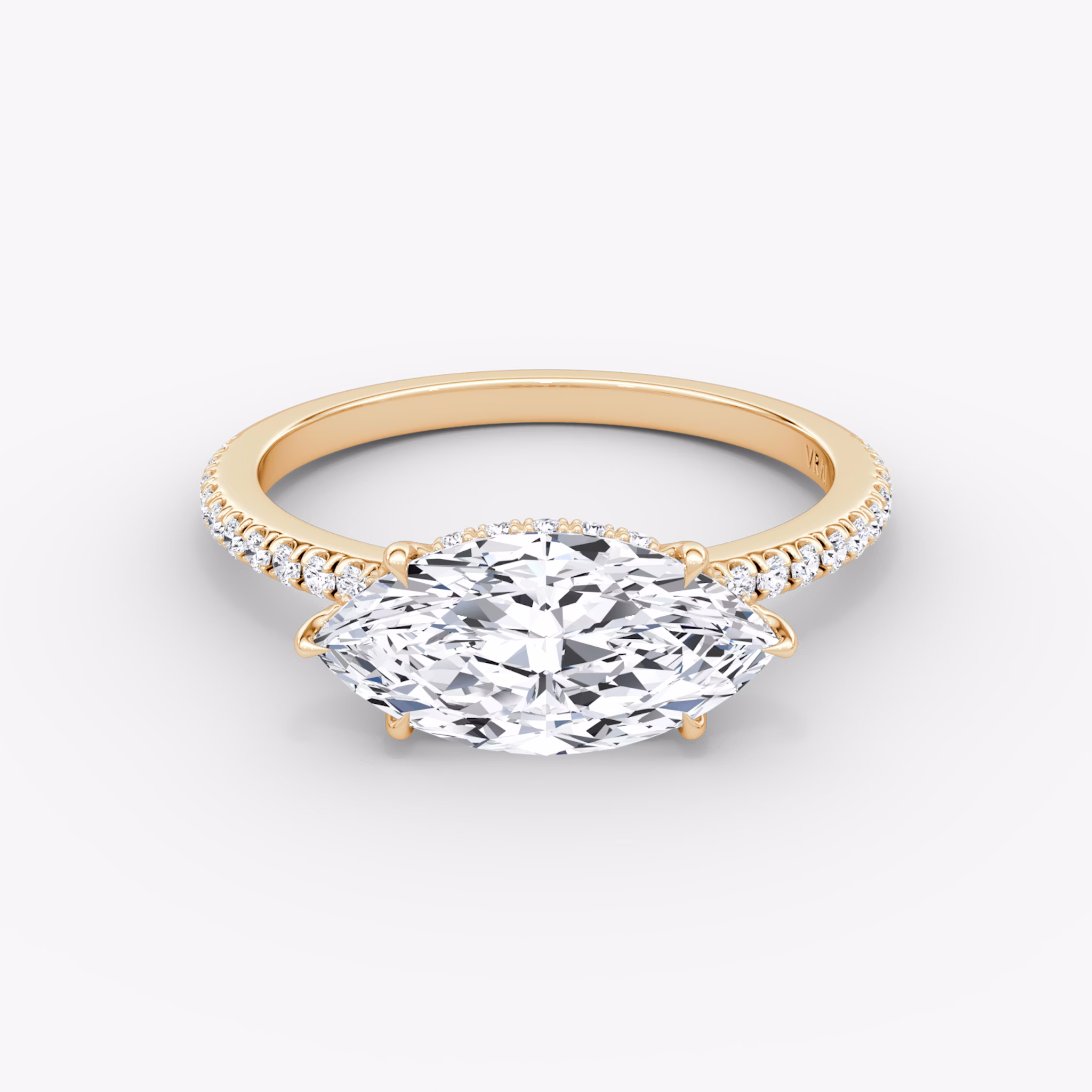 The Signature | Marquise | 14k | Rose Gold | bandAccent: Pavé | bandWidth: standard | diamondOrientation: horizontal | hiddenHalo: yes | caratWeight: other