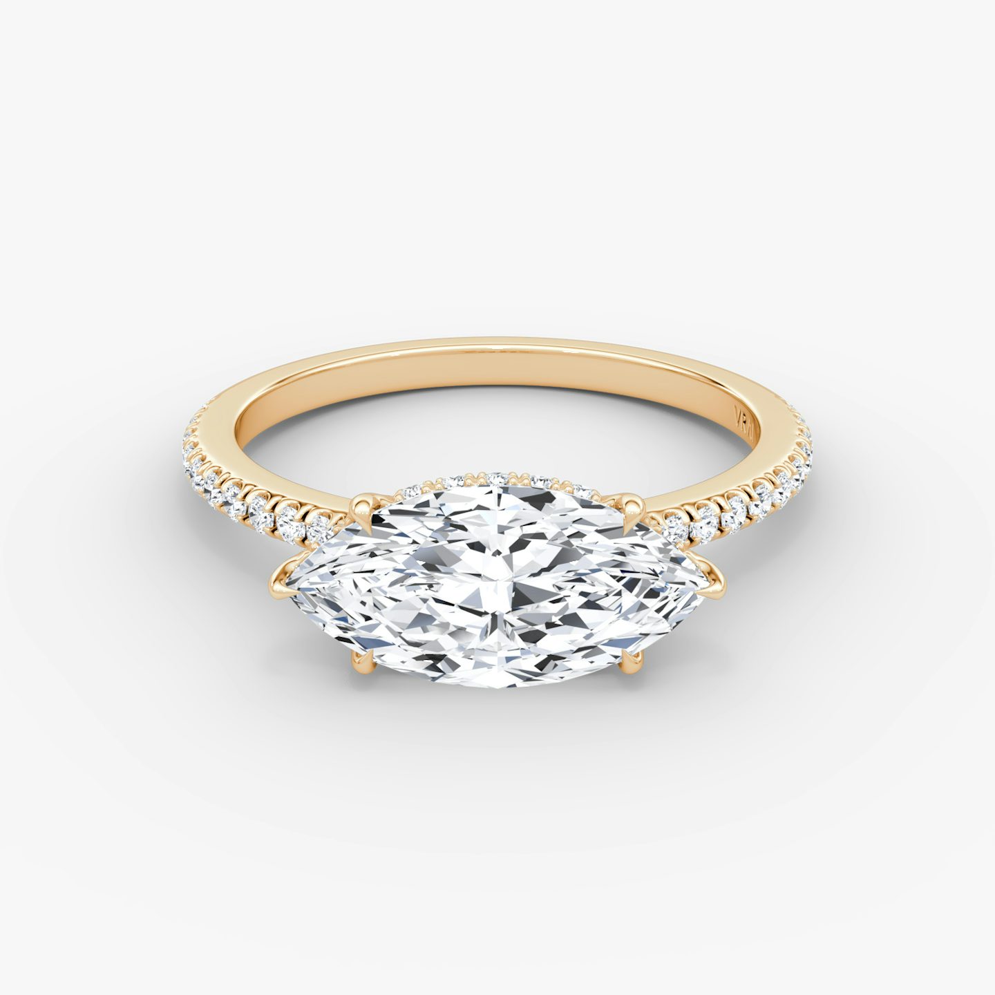 The Signature | Marquise | 14k | Rose Gold | bandAccent: Pavé | bandWidth: standard | diamondOrientation: horizontal | hiddenHalo: yes | caratWeight: other