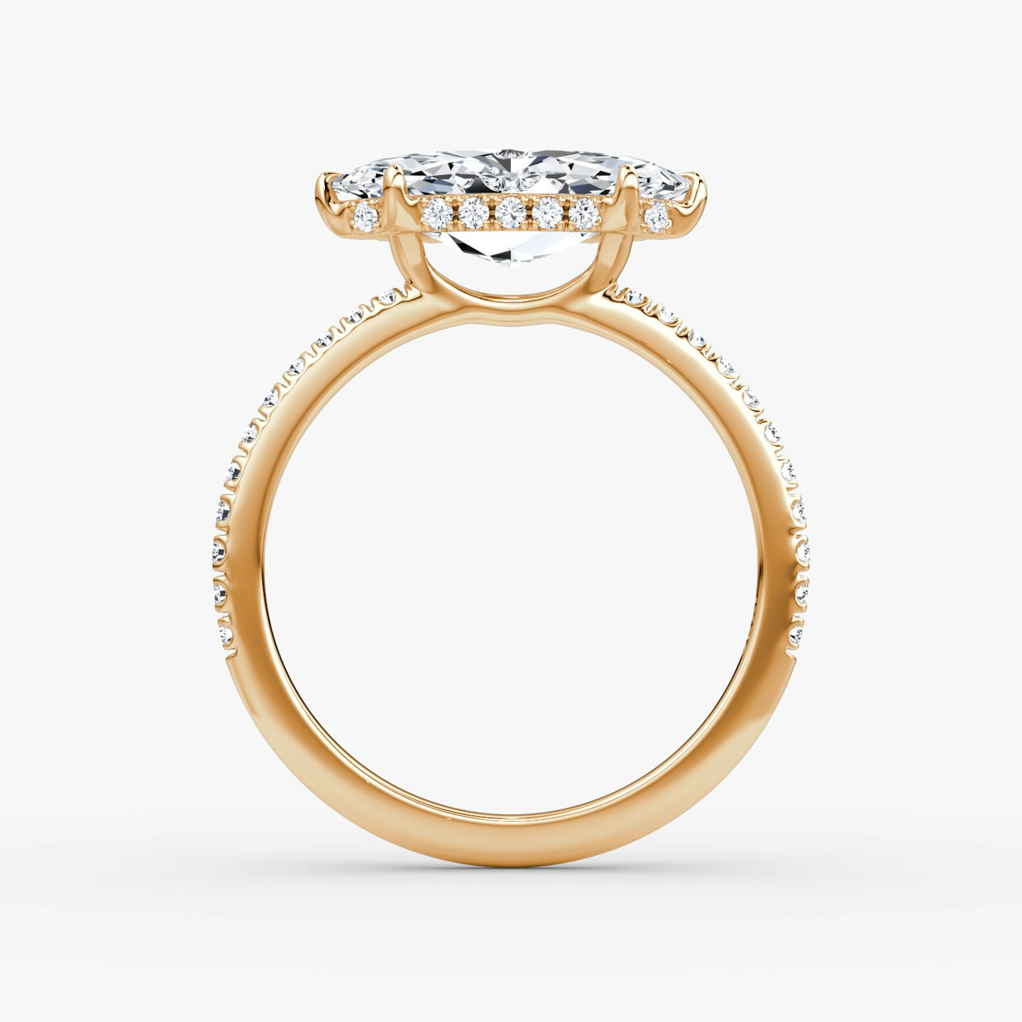 The Signature | Marquise | 14k | Rose Gold | bandAccent: Pavé | bandWidth: standard | diamondOrientation: horizontal | hiddenHalo: yes | caratWeight: other