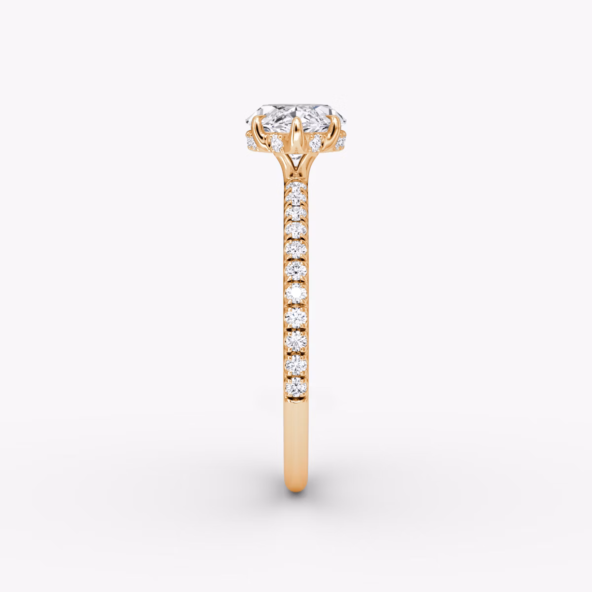 The Signature | Marquise | 14k | Rose Gold | bandAccent: Pavé | bandWidth: standard | diamondOrientation: horizontal | hiddenHalo: yes | caratWeight: other