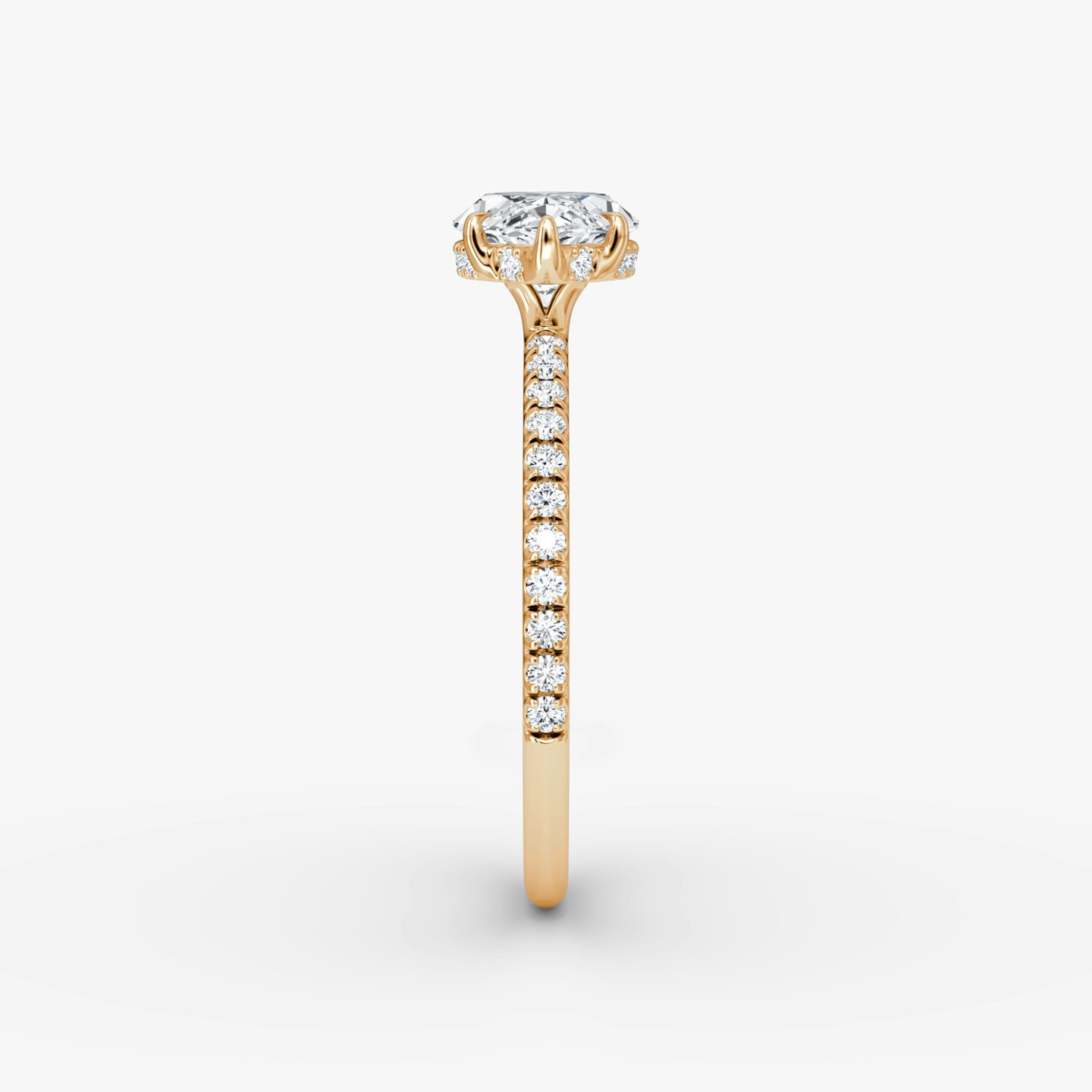 The Signature | Marquise | 14k | Rose Gold | bandAccent: Pavé | bandWidth: standard | diamondOrientation: horizontal | hiddenHalo: yes | caratWeight: other