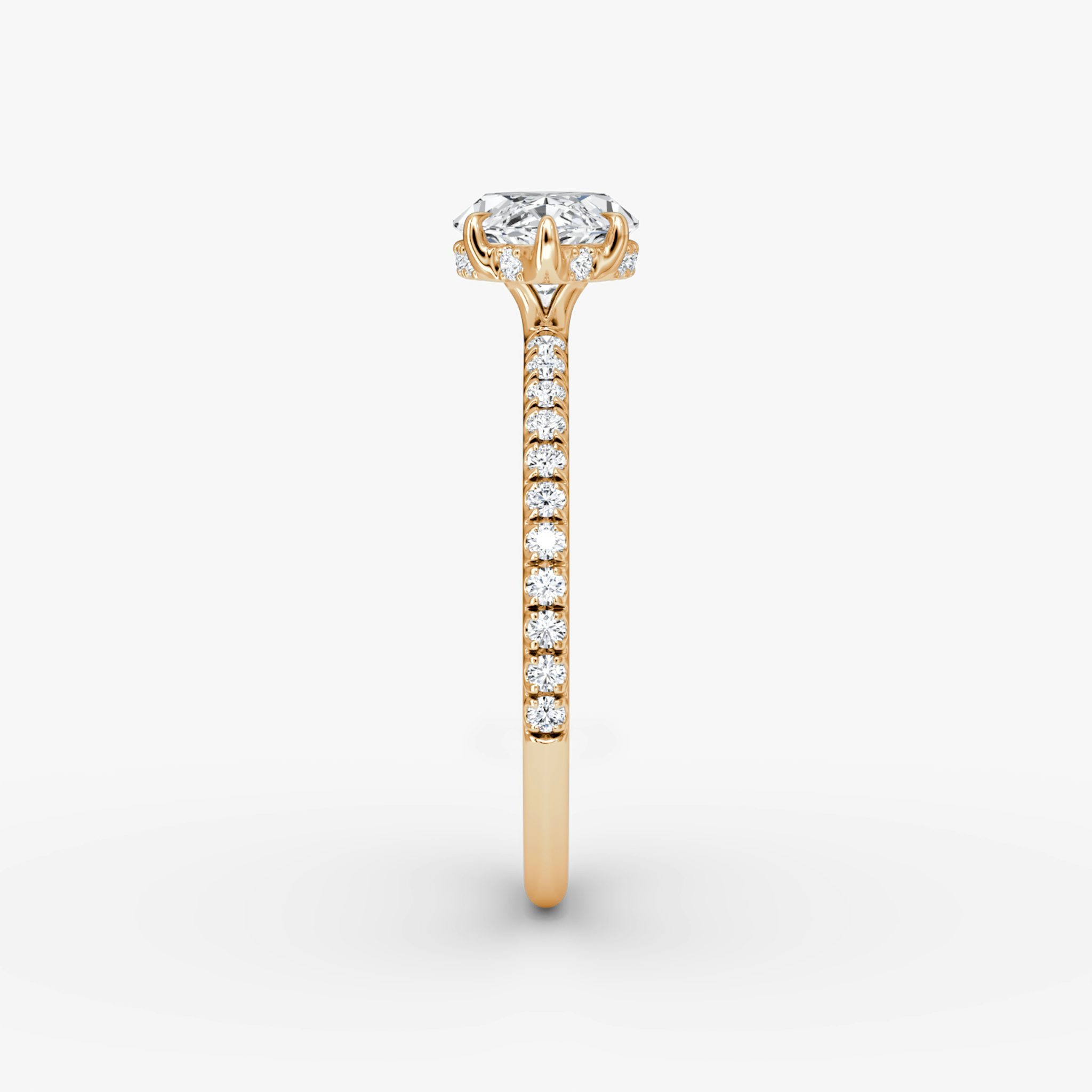 The Signature | Marquise | 14k | Rose Gold | bandAccent: Pavé | bandWidth: standard | diamondOrientation: horizontal | hiddenHalo: yes | caratWeight: other