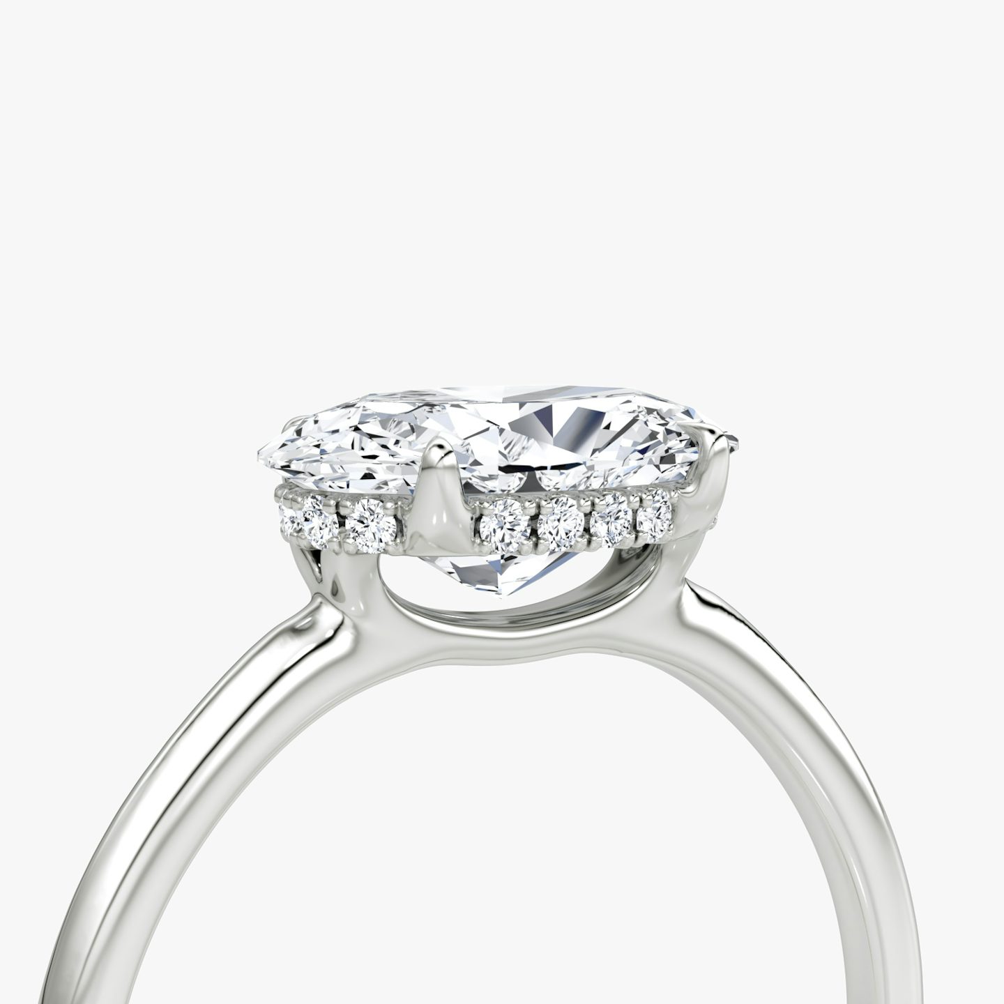 The Signature | Oval | Platinum | bandAccent: Plain | bandWidth: standard | diamondOrientation: horizontal | hiddenHalo: yes | caratWeight: other