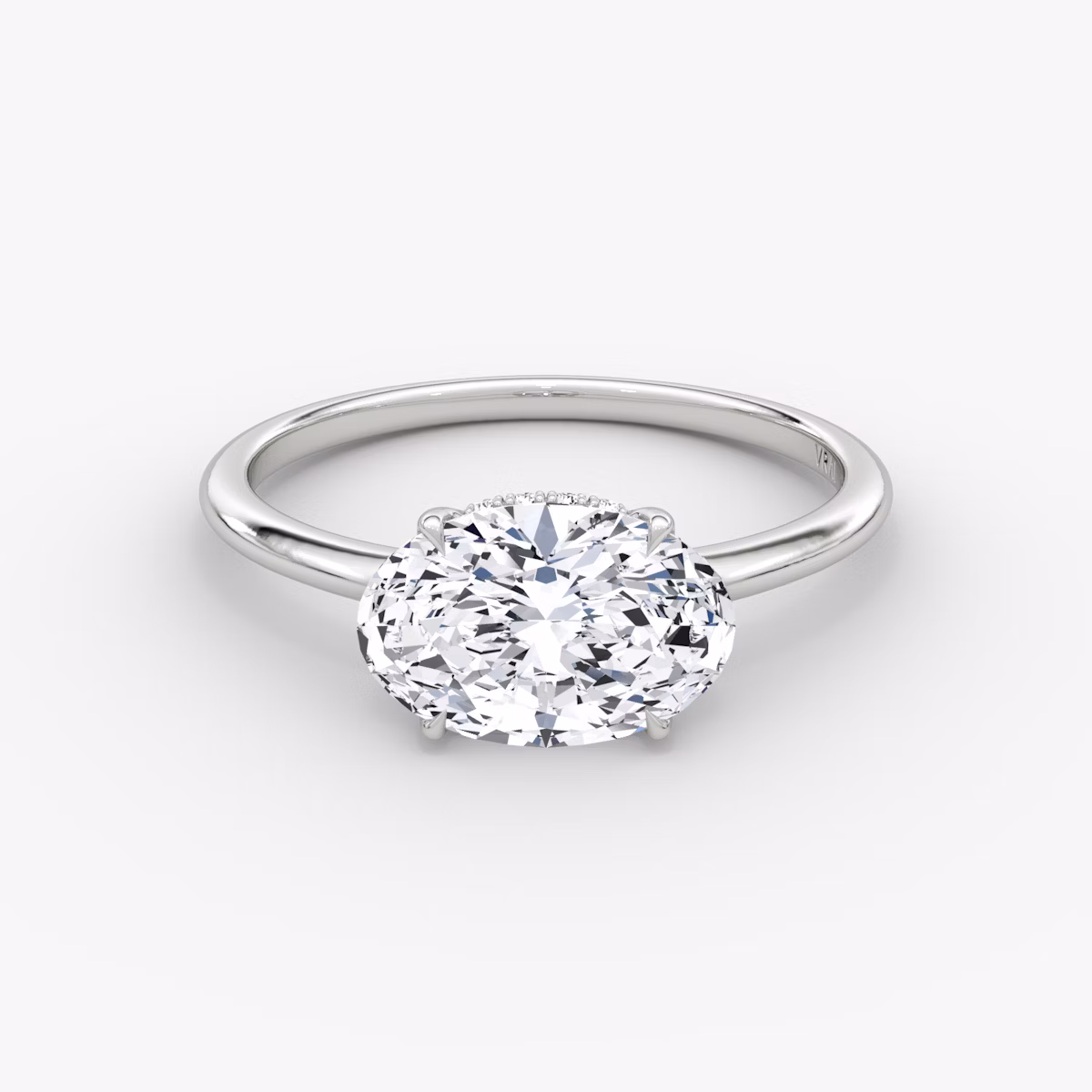 The Signature | Oval | 18k | White Gold | bandAccent: Plain | bandWidth: standard | diamondOrientation: horizontal | hiddenHalo: yes | caratWeight: other