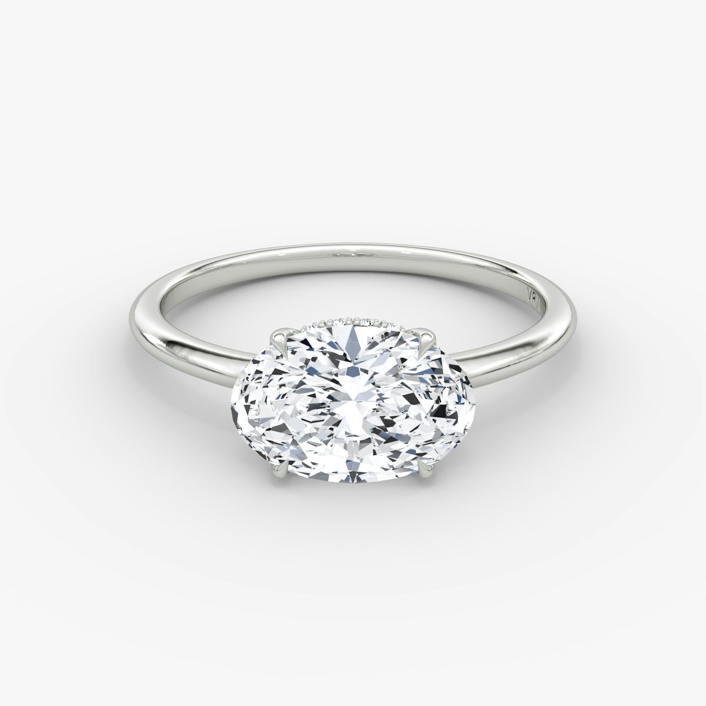 The Signature | Oval | Platinum | bandAccent: Plain | bandWidth: standard | diamondOrientation: horizontal | hiddenHalo: yes | caratWeight: other